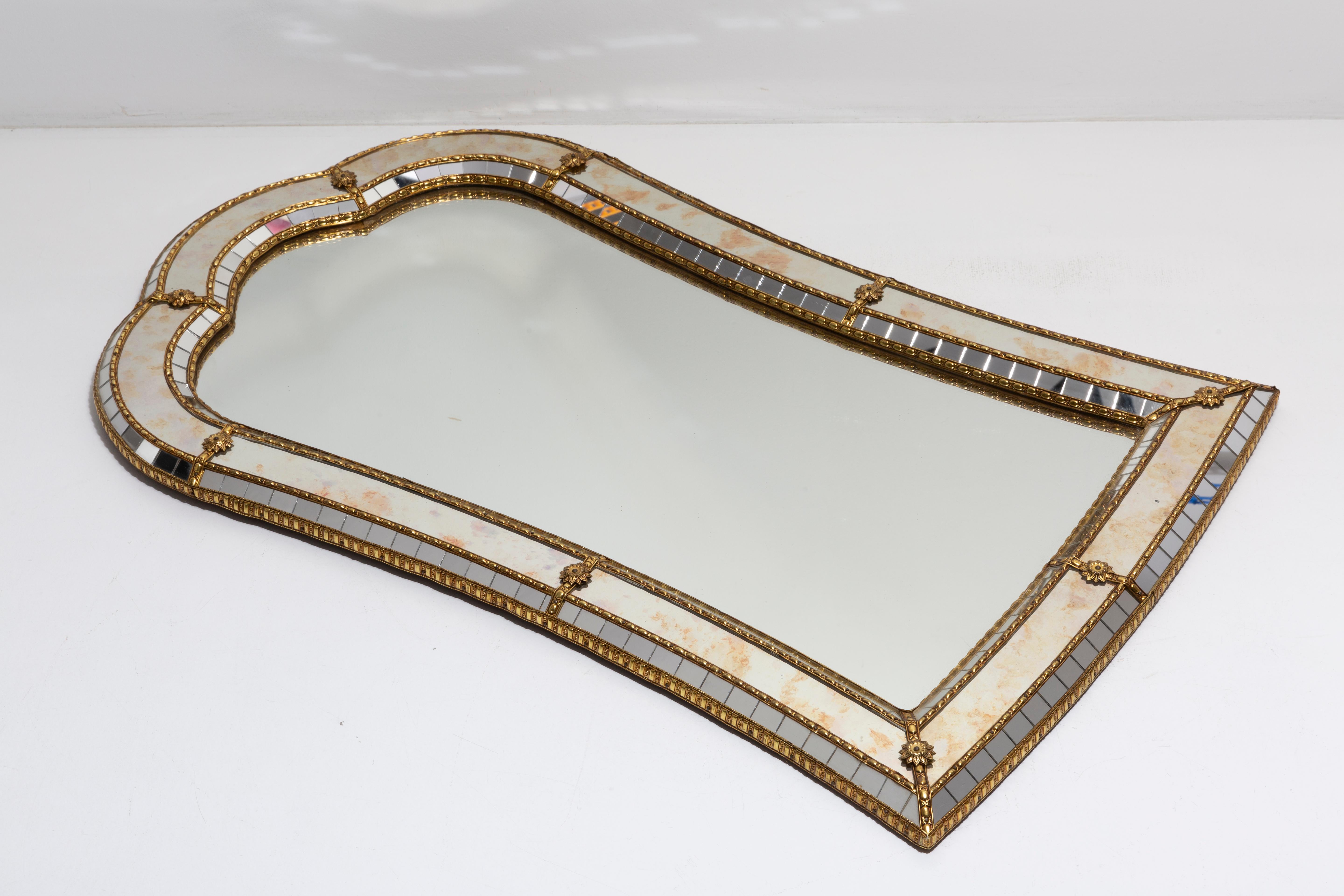 Vintage Big Original Mirror in Decorative Metal Frame, Italy, 1960s For Sale 1