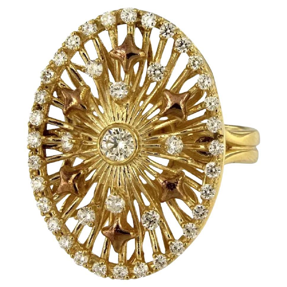 Vintage Big Signet 14K Yellow Gold Ladies Ring For Sale