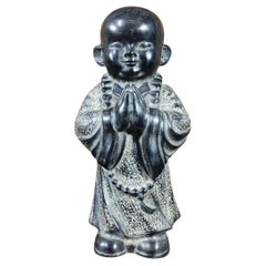 Vintage Big Stone Carving Stehende betende Mönch Statue