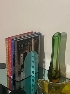 Vintage Big, Tall and Heavy Murano Vase in Green and Orange "Sommerso" Glass