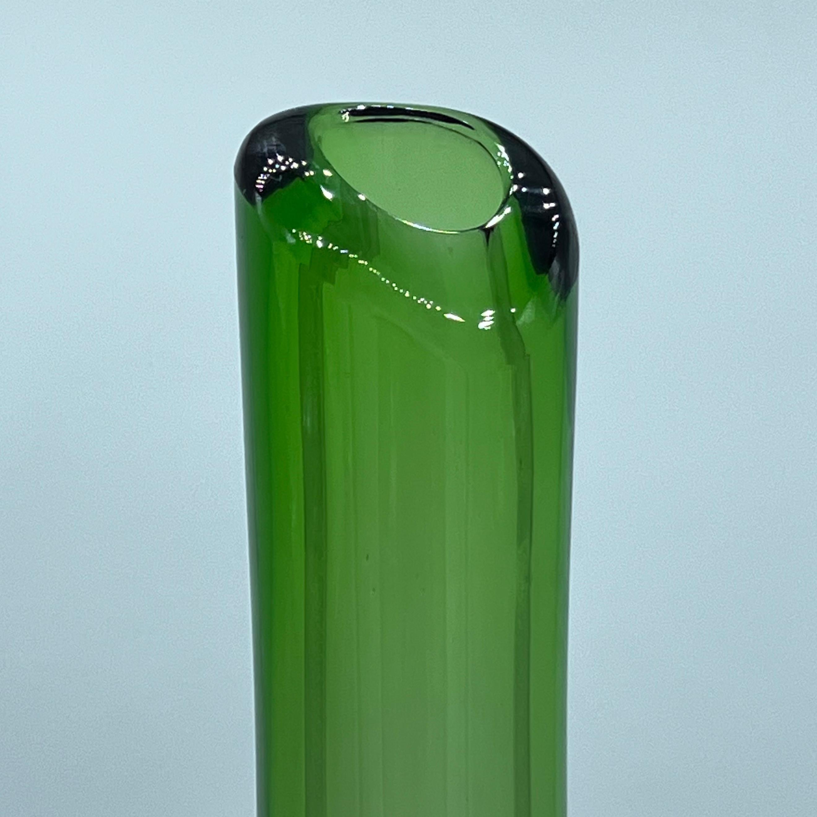 tall green glass vase vintage