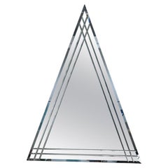 Vintage Big Triangular Wall Mounted Mirror with Beveled Decoration