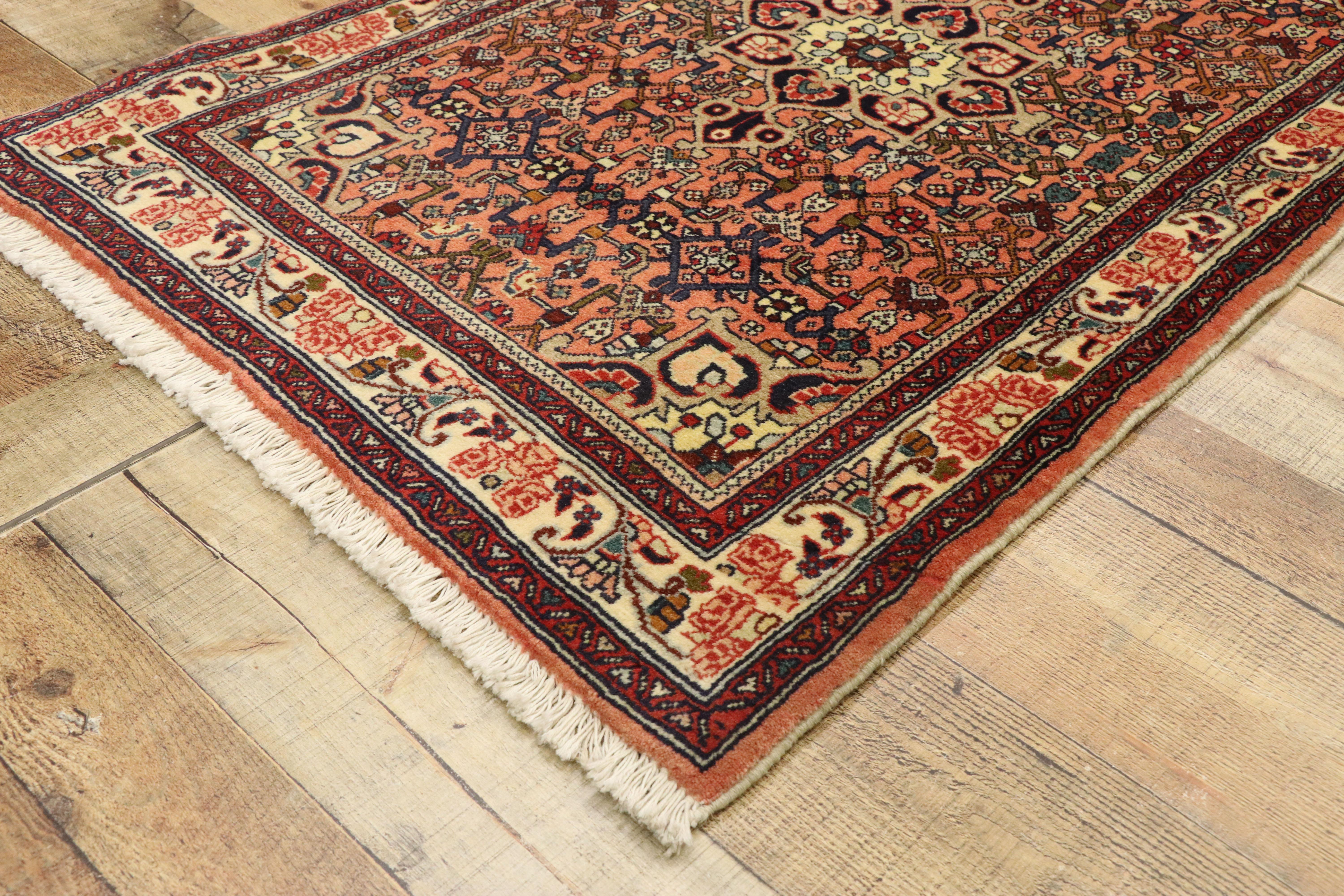 20th Century Vintage Bijar Persian Rug with Medallion Design and Traditional Style