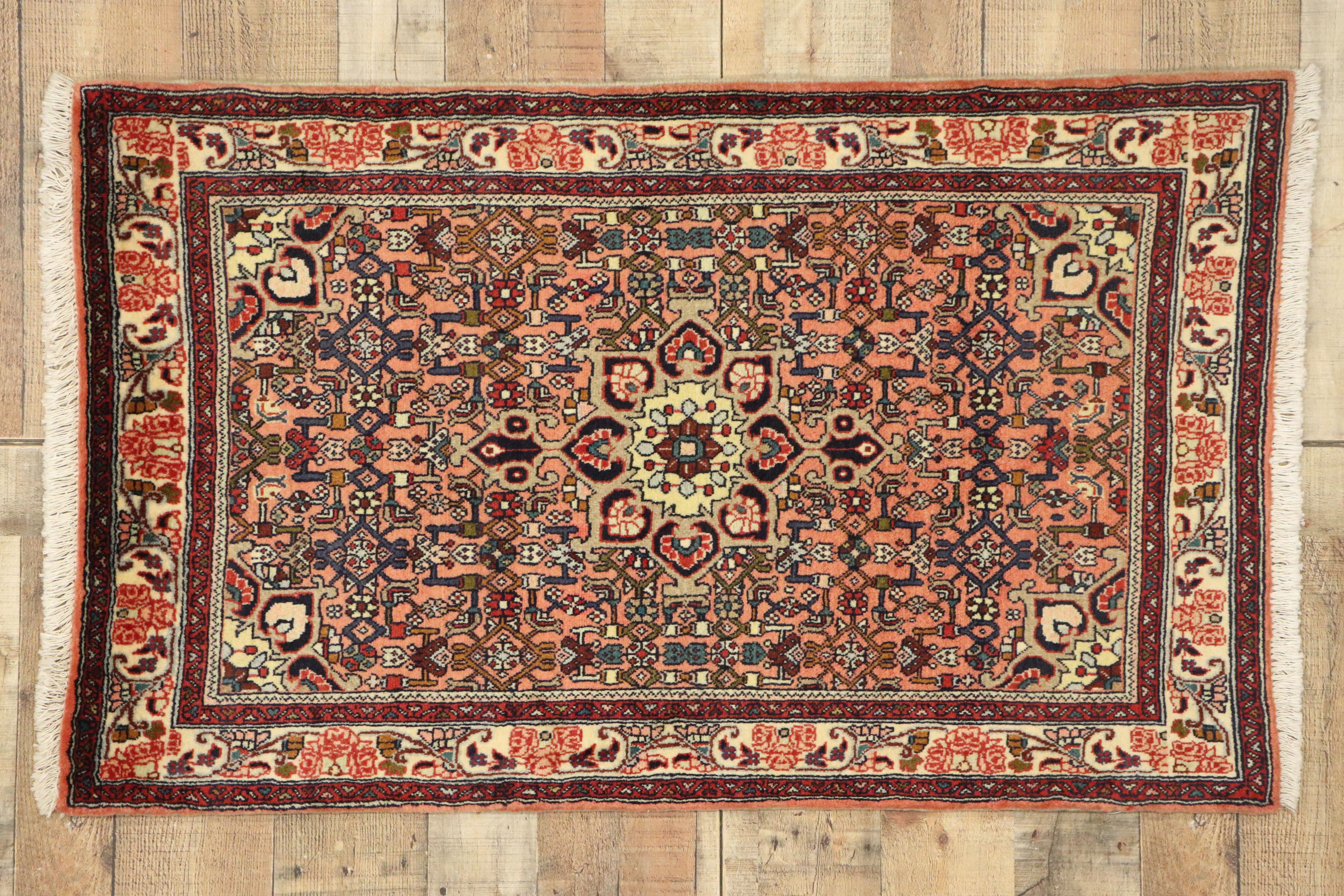Vintage Bijar Persian Rug with Medallion Design and Traditional Style 1