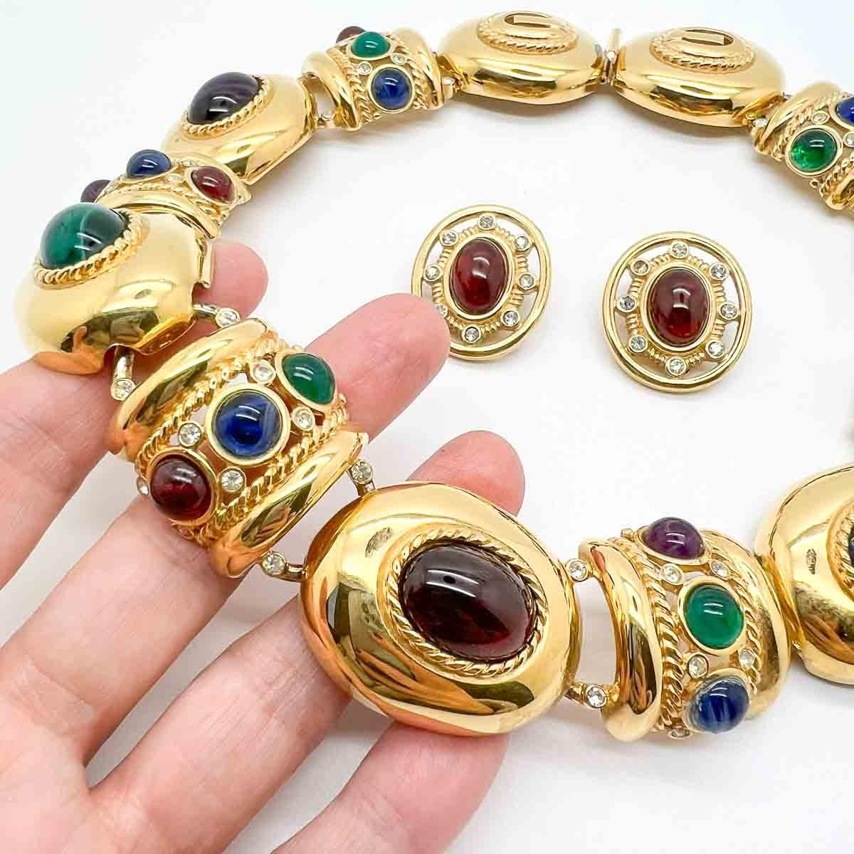 Vintage Bijoux Givenchy Byzantine Grand Collar & Earrings 1980s For Sale 8
