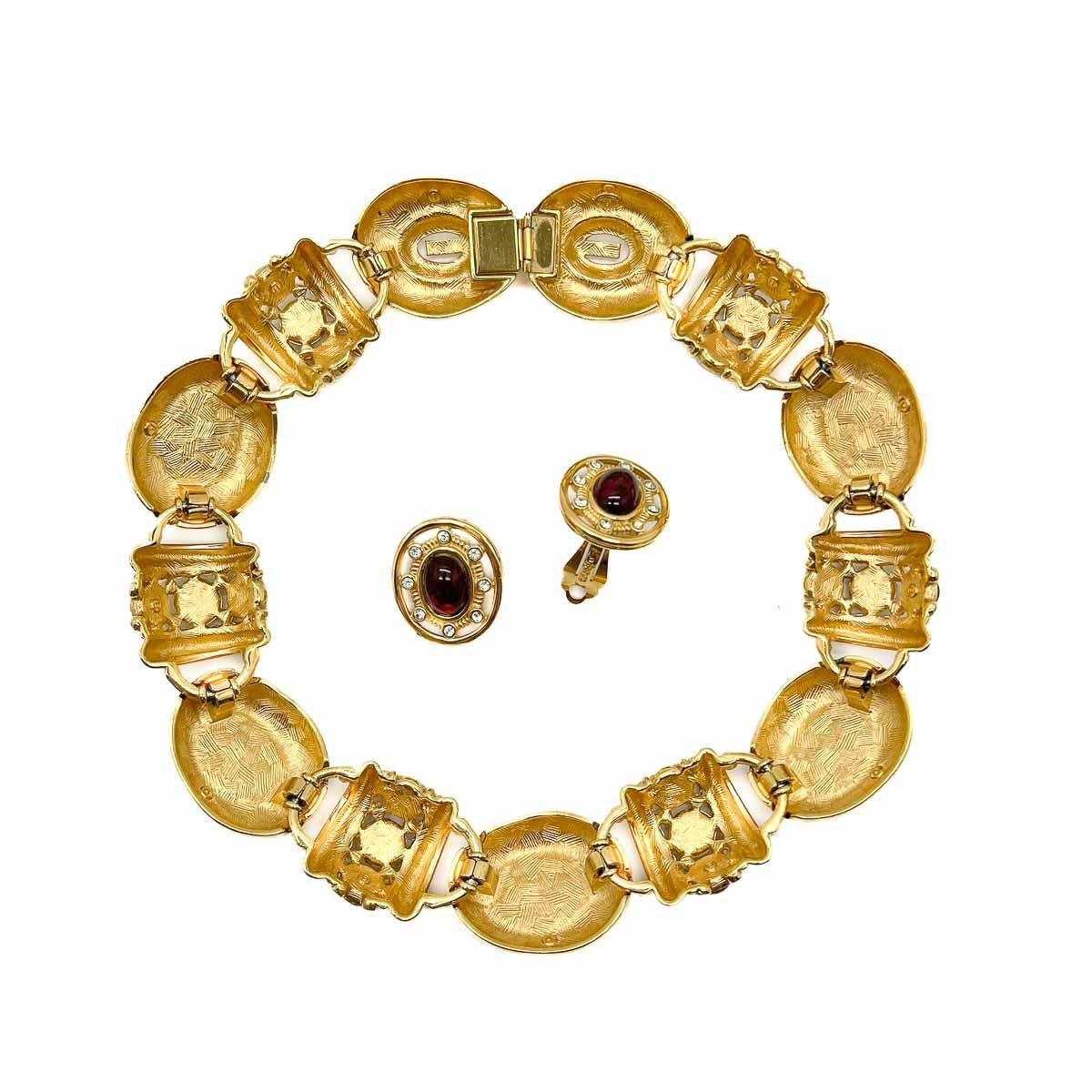 Vintage Bijoux Givenchy Byzantine Grand Collar & Earrings 1980s For Sale 9