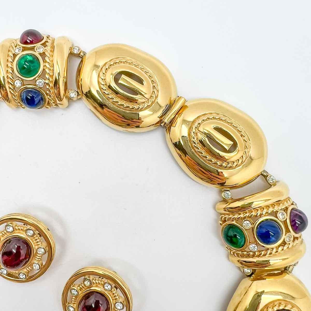 Vintage Bijoux Givenchy Byzantine Grand Collar & Earrings 1980s For Sale 2