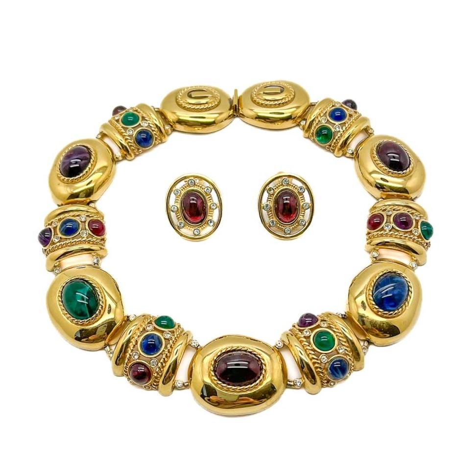 Vintage Bijoux Givenchy Byzantine Grand Collar & Earrings 1980s For Sale 3