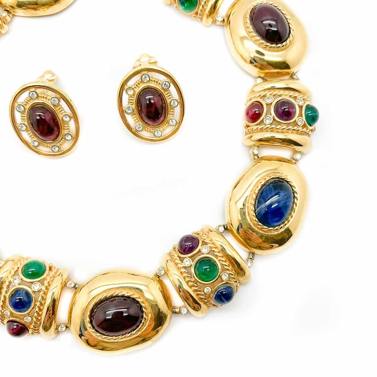 Vintage Bijoux Givenchy Byzantine Grand Collar & Earrings 1980s For Sale 4