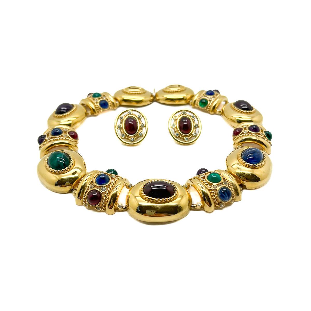 Vintage Bijoux Givenchy Byzantine Grand Collar & Earrings 1980s For Sale 5
