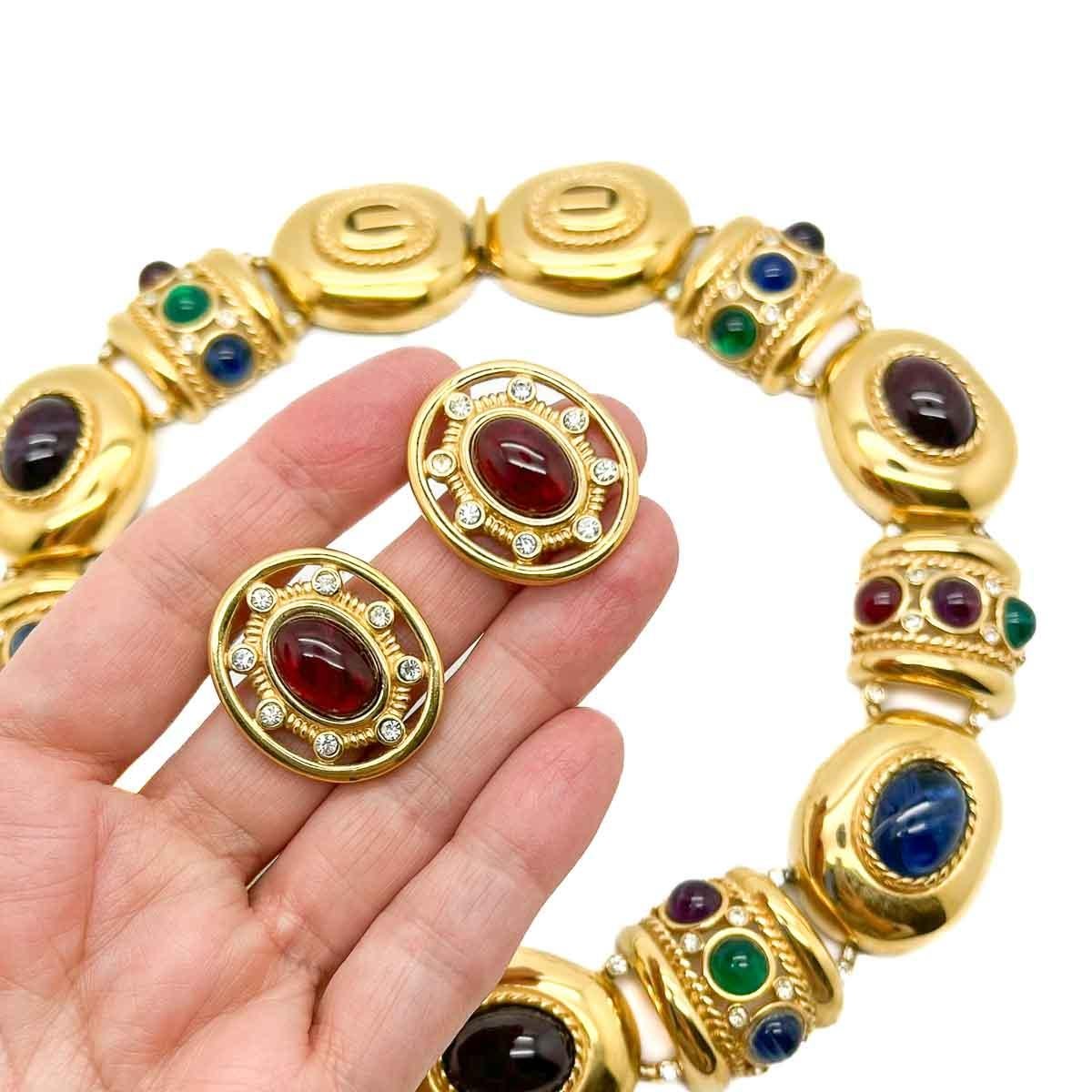 Vintage Bijoux Givenchy Byzantine Grand Collar & Earrings 1980s In Good Condition For Sale In Wilmslow, GB
