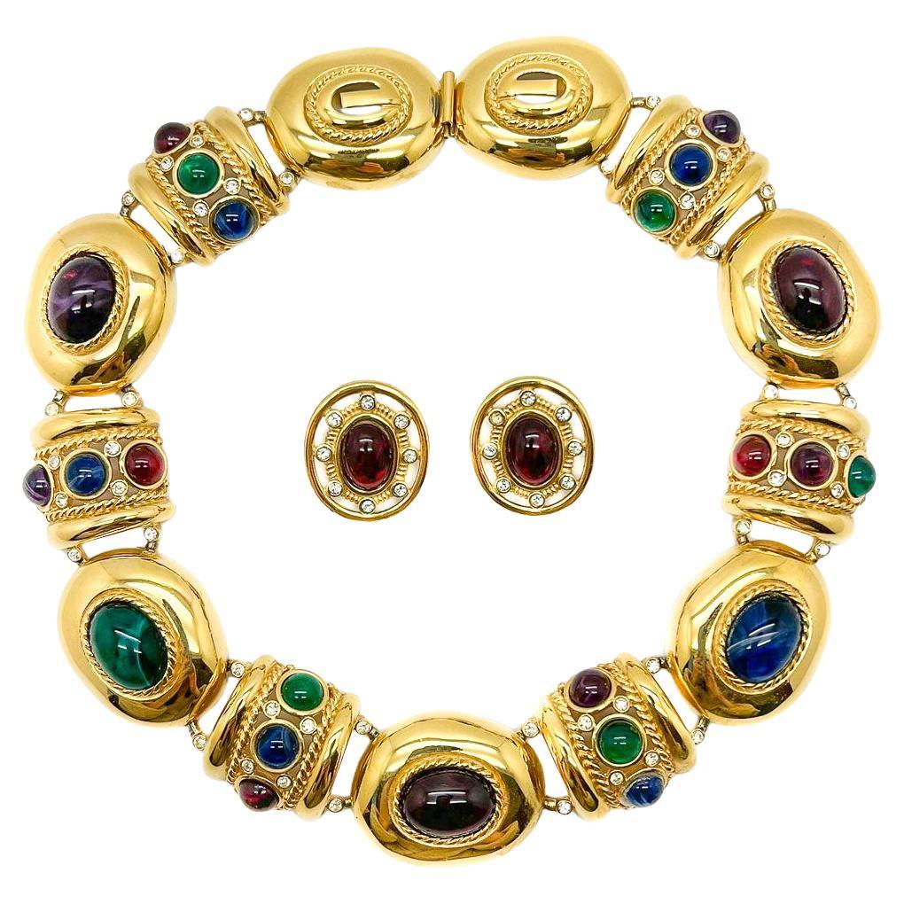 Vintage Bijoux Givenchy Byzantine Grand Collar & Earrings 1980s For Sale