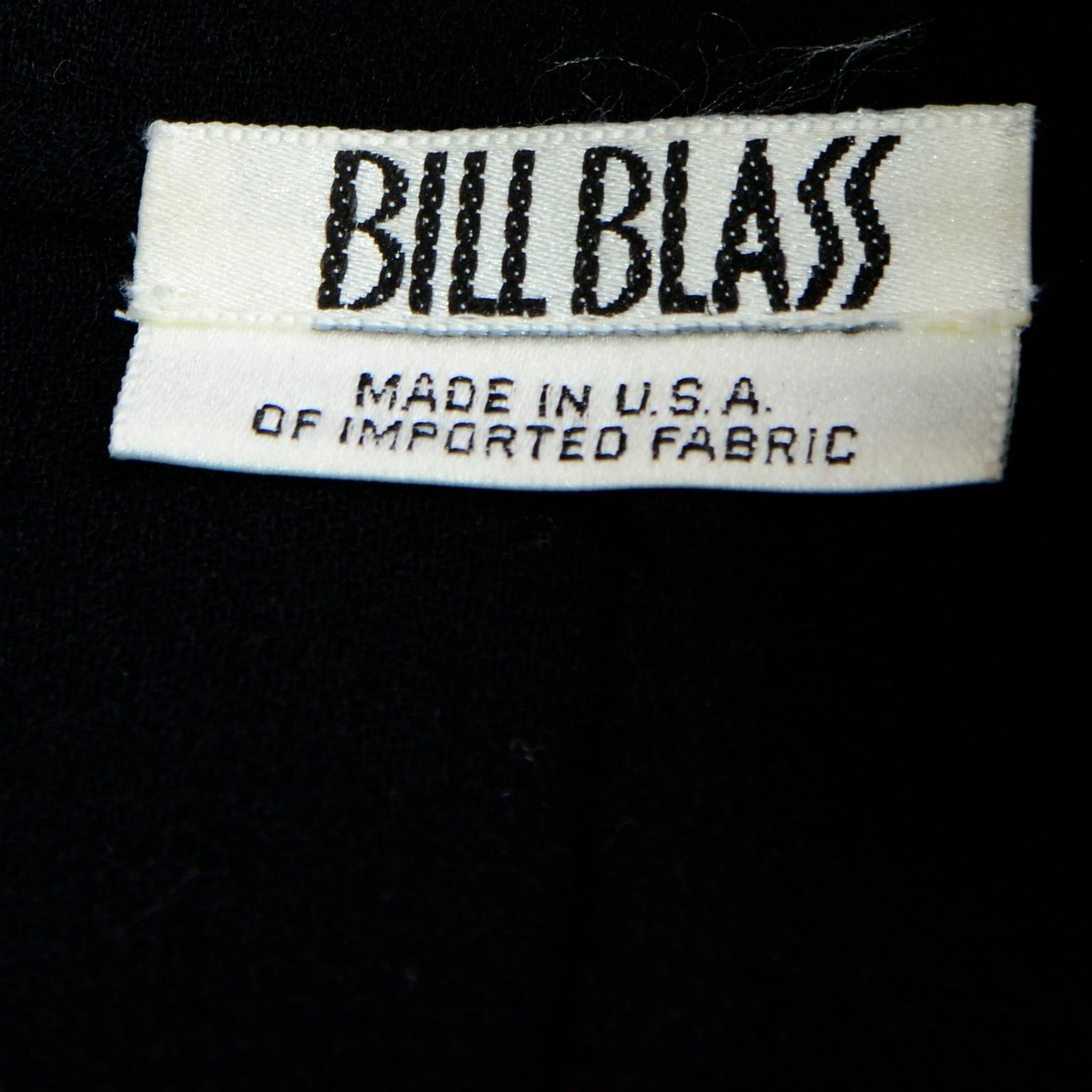 Vintage Bill Blass Black Knit Jacket & Skirt Suit with Rhinestone Buttons For Sale 2