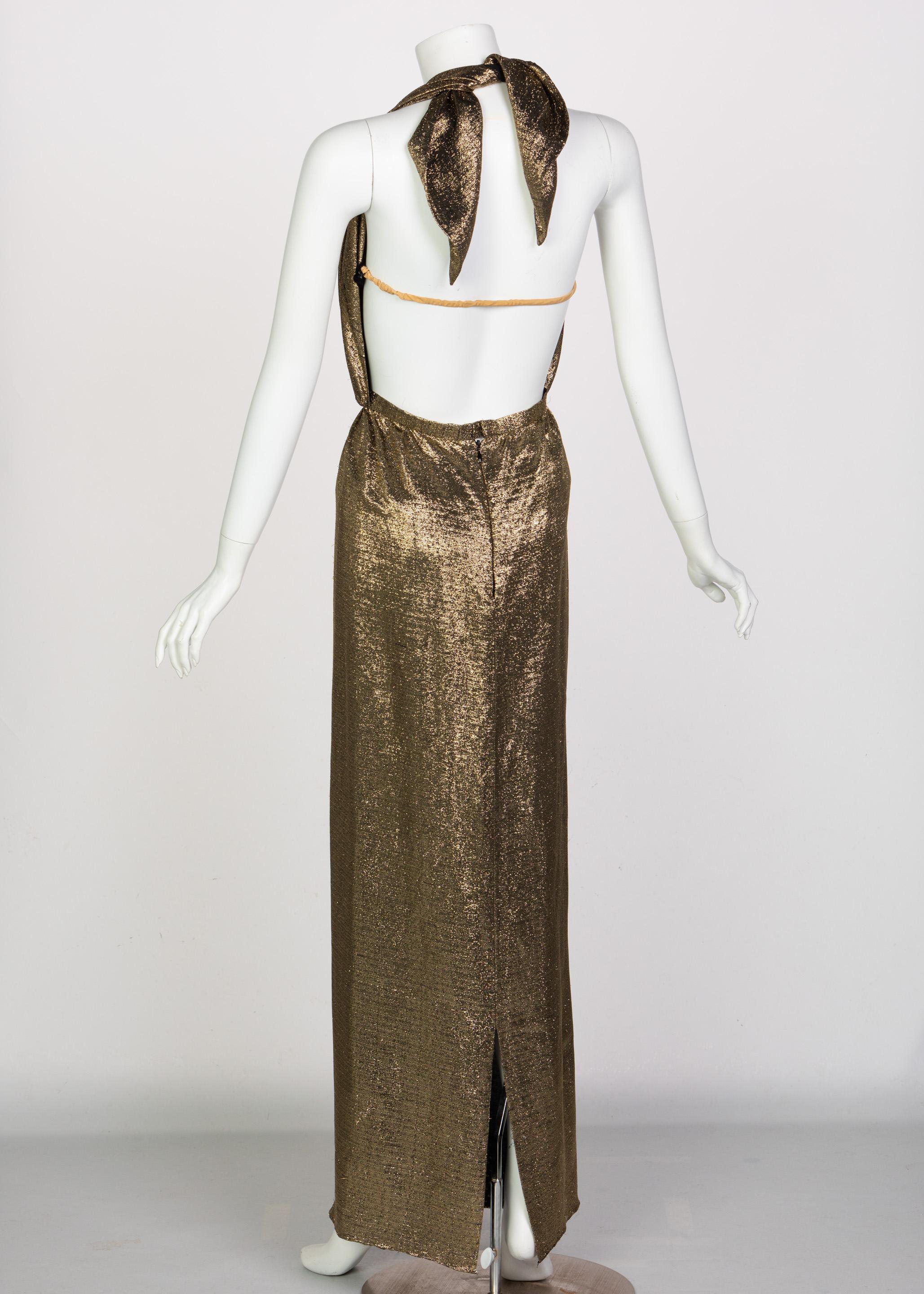 Vintage Bill Blass trägerloses Vintage-Abendkleid aus schwarzem Samt mit goldenem Metallic-Halter (Schwarz) im Angebot