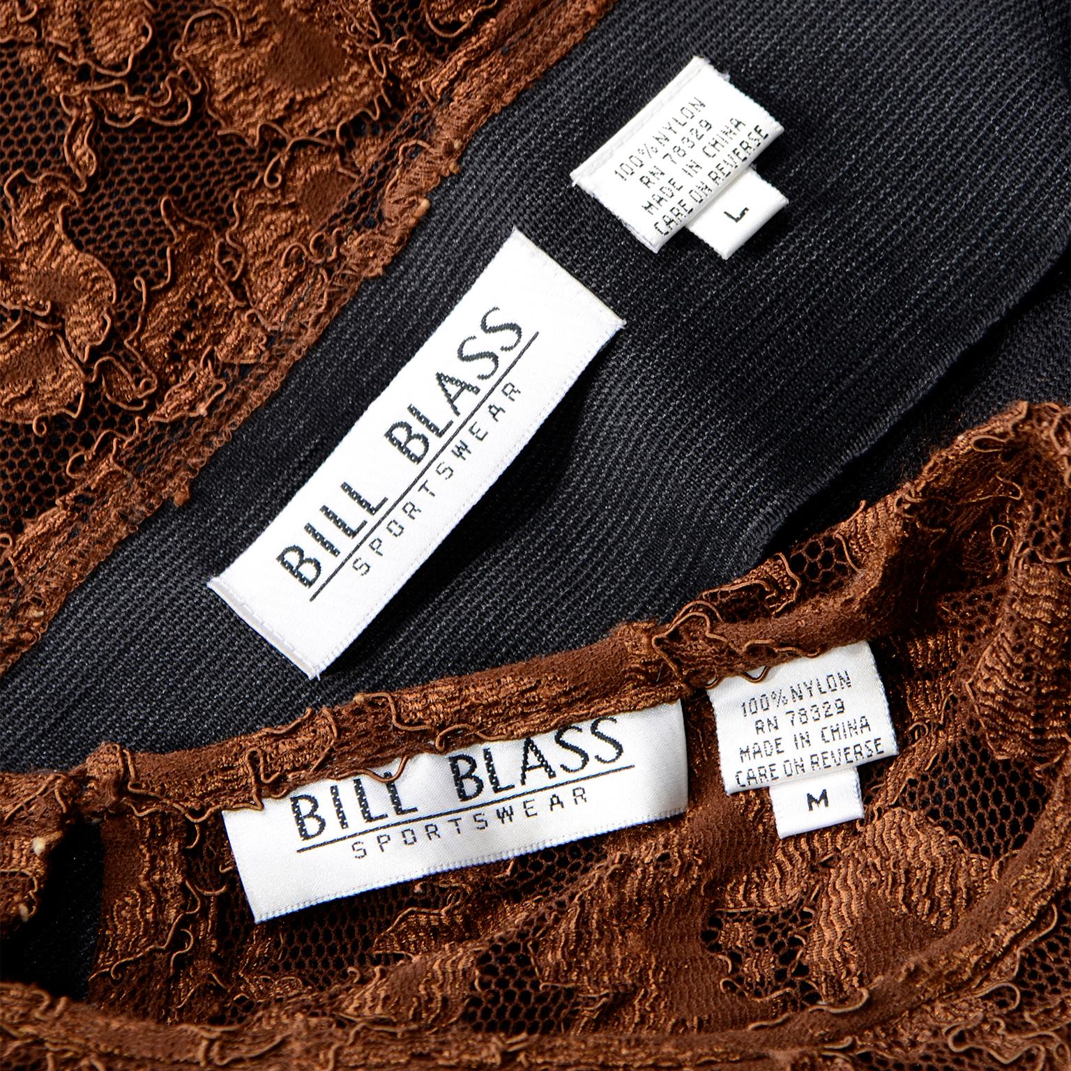 Vintage Bill Blass Braun Spitze Bodysuit & Rock 2 Pc Abendkleid 5