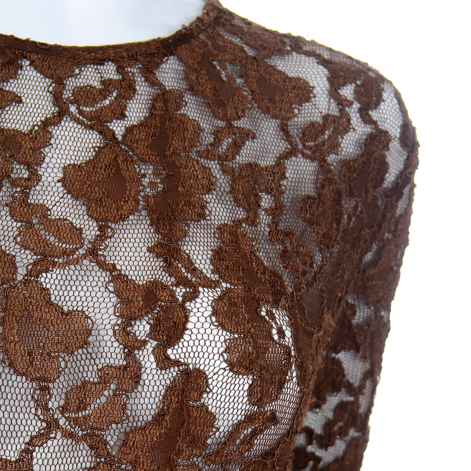 Vintage Bill Blass Braun Spitze Bodysuit & Rock 2 Pc Abendkleid 4