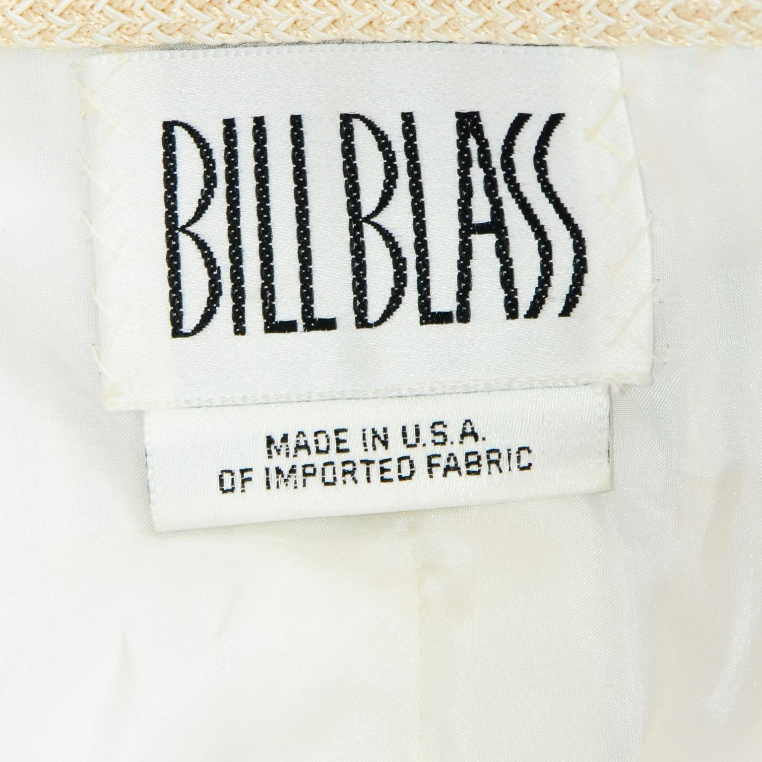 Vintage Bill Blass Gold Blue & Ivory Mini Paillette Sequin Cropped Jacket For Sale 4