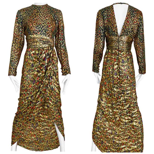 Vintage Malcolm Starr Mocha Brown Lace Maxi Cocktail Dress For Sale at ...