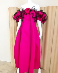Vintage Bill Blass Hot Pink Silk Gown