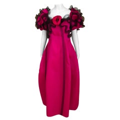 Vintage Bill Blass Hot Pink Silk Gown