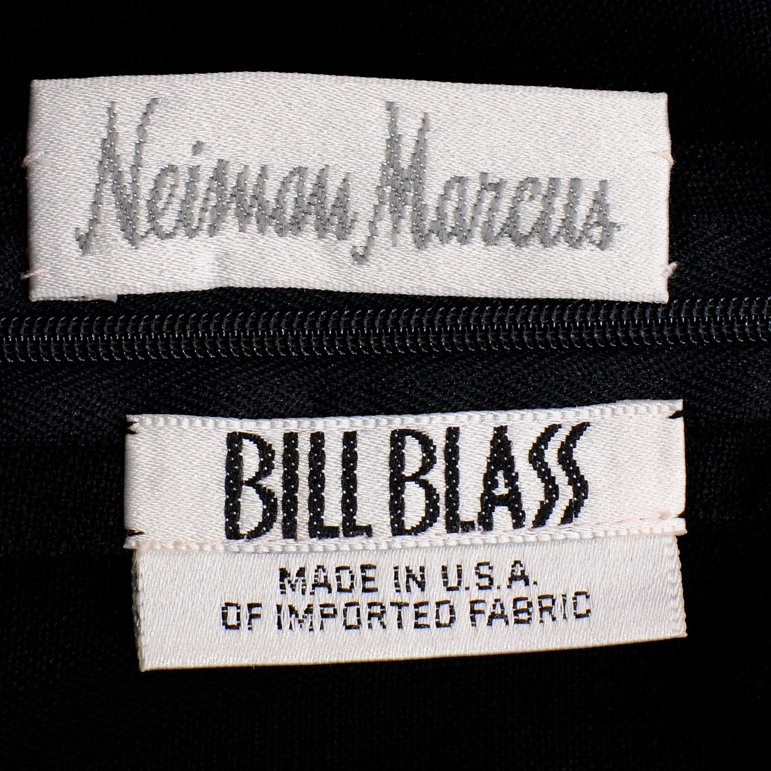 Vintage Bill Blass Linen Little Black Evening Dress W Cutout Neckline & Low Back For Sale 1
