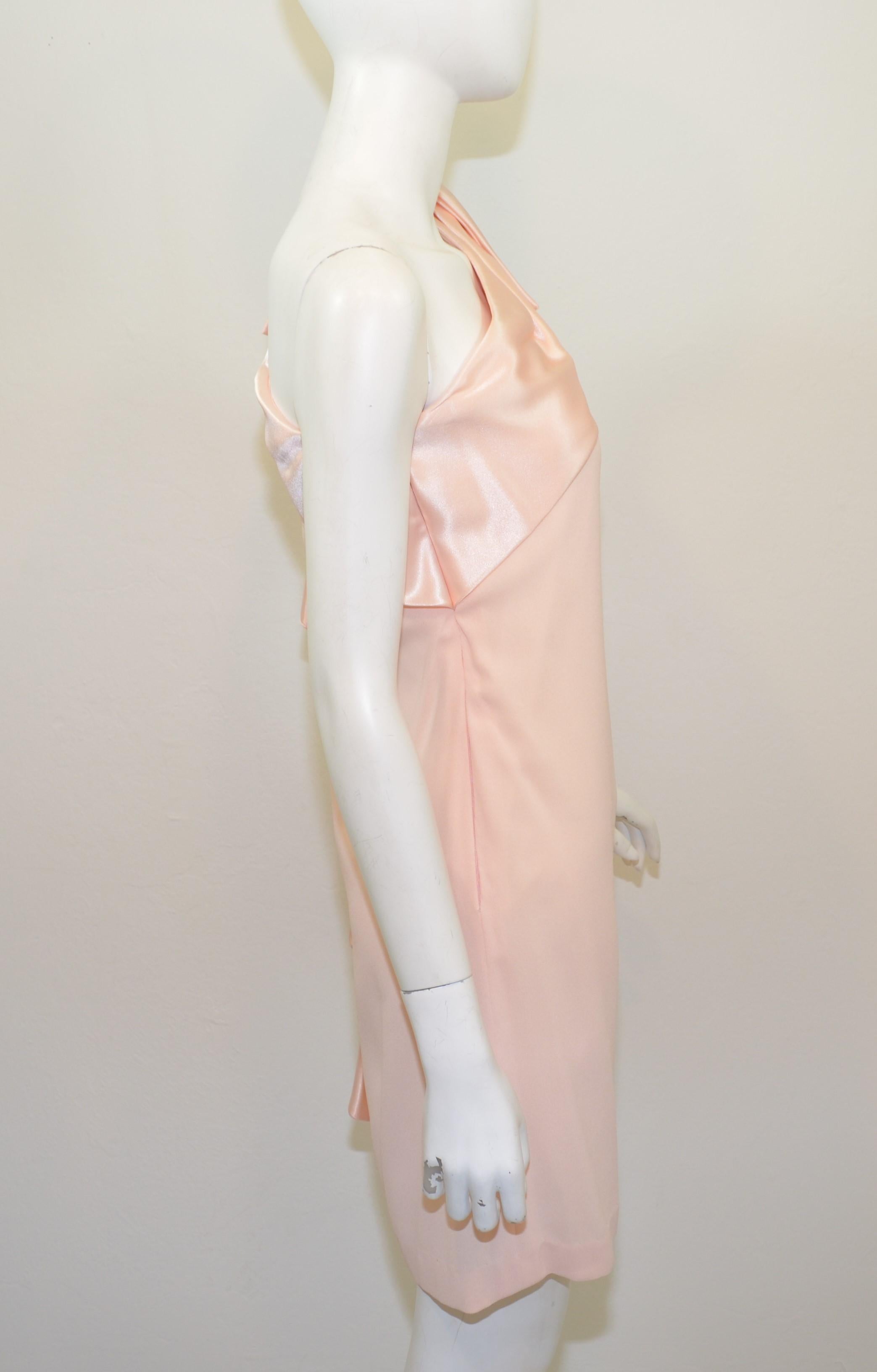Vintage Bill Blass Pink One-Shoulder Dress In Excellent Condition For Sale In Carmel, CA