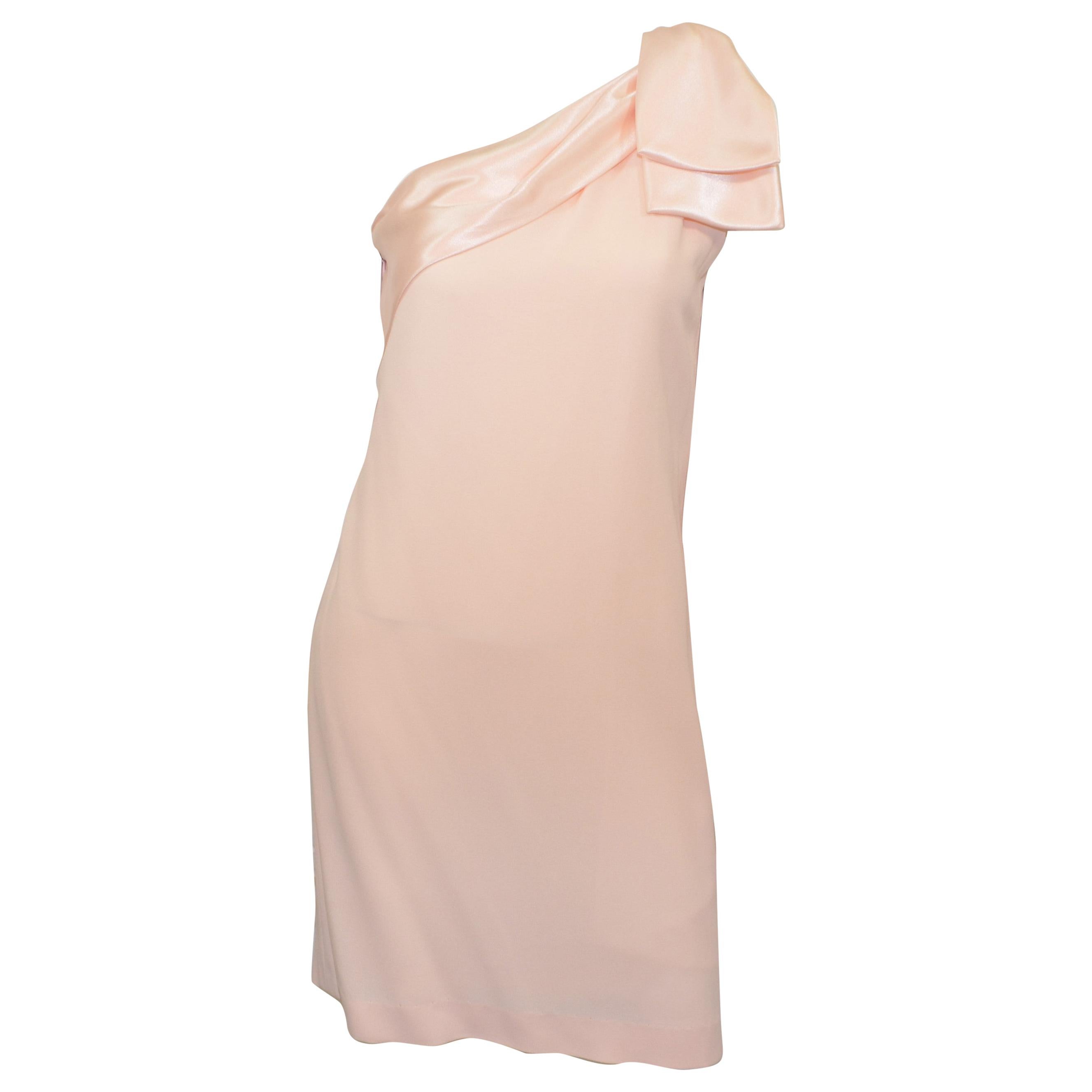 Vintage Bill Blass Pink One-Shoulder Dress
