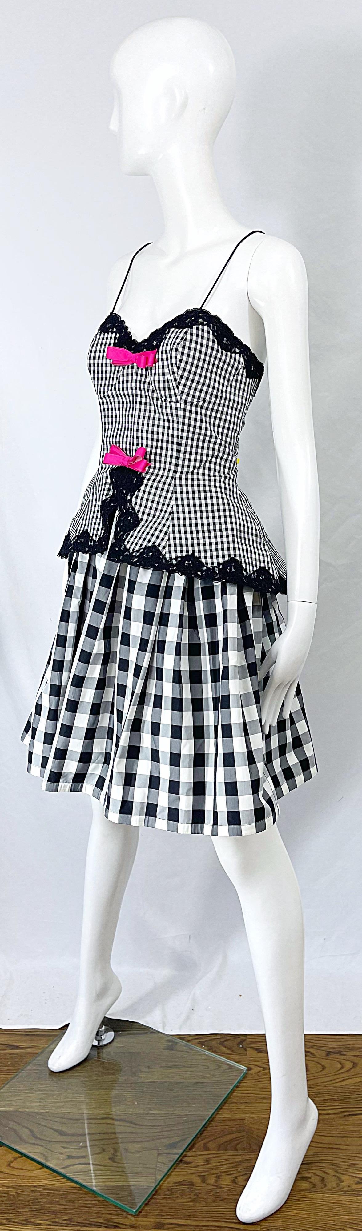 Bill Blass Vintage-Kleid aus Seidentaft in Schwarz und Weiß, 1980er Jahre, Größe 6 im Angebot 6