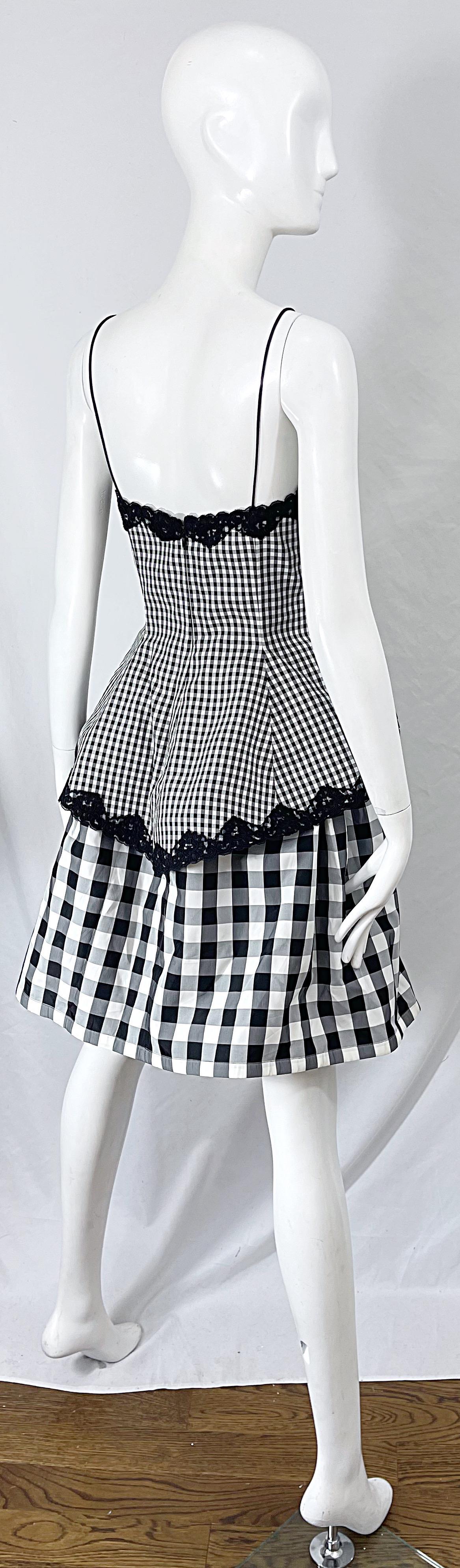 Bill Blass Vintage-Kleid aus Seidentaft in Schwarz und Weiß, 1980er Jahre, Größe 6 im Angebot 7