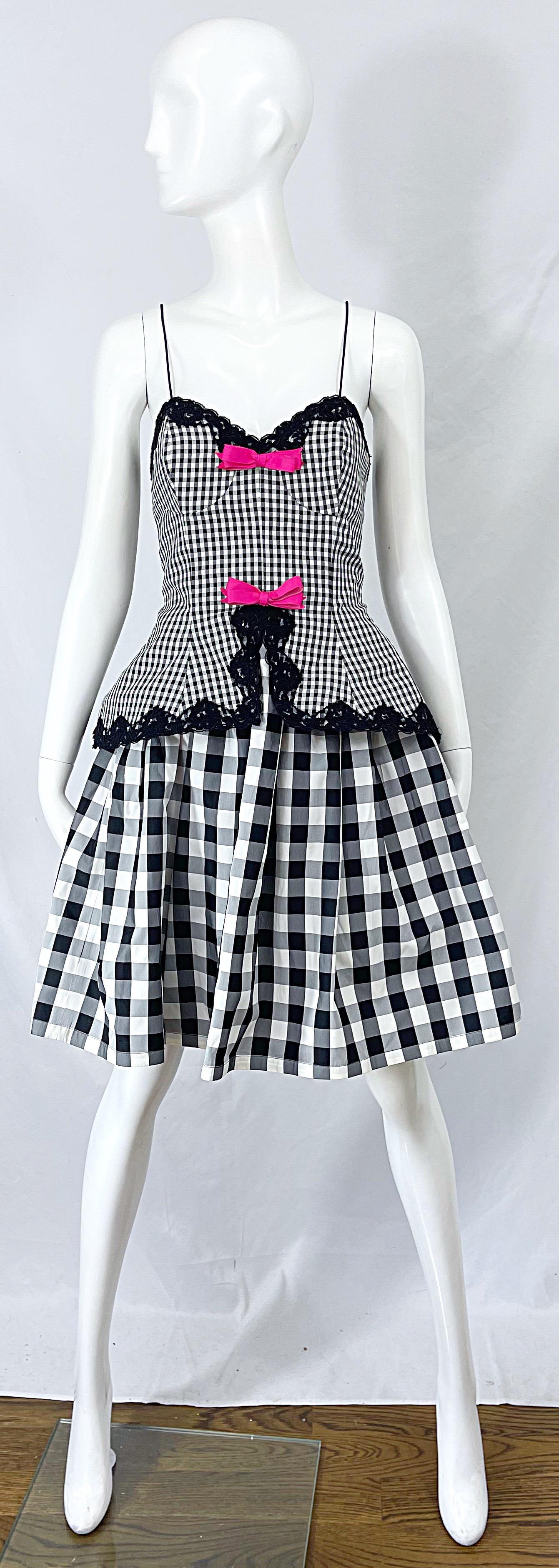 Bill Blass Vintage-Kleid aus Seidentaft in Schwarz und Weiß, 1980er Jahre, Größe 6 im Angebot 11