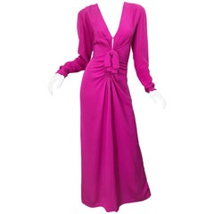 Bill Blass Vintage-Abendkleid aus Seidenjersey mit Cut-Out in Hot Pink, Vintage, Größe 8 / 10