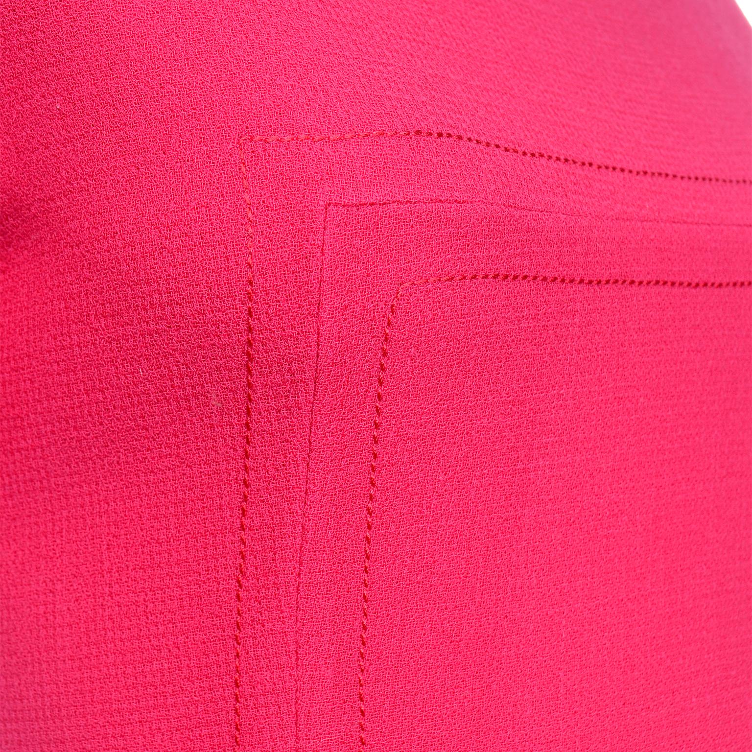 Bill Blass Vintage Erdbeerrotes und rosafarbenes Kleid und besticktes Mantel-Anzug-Outfit im Angebot 5