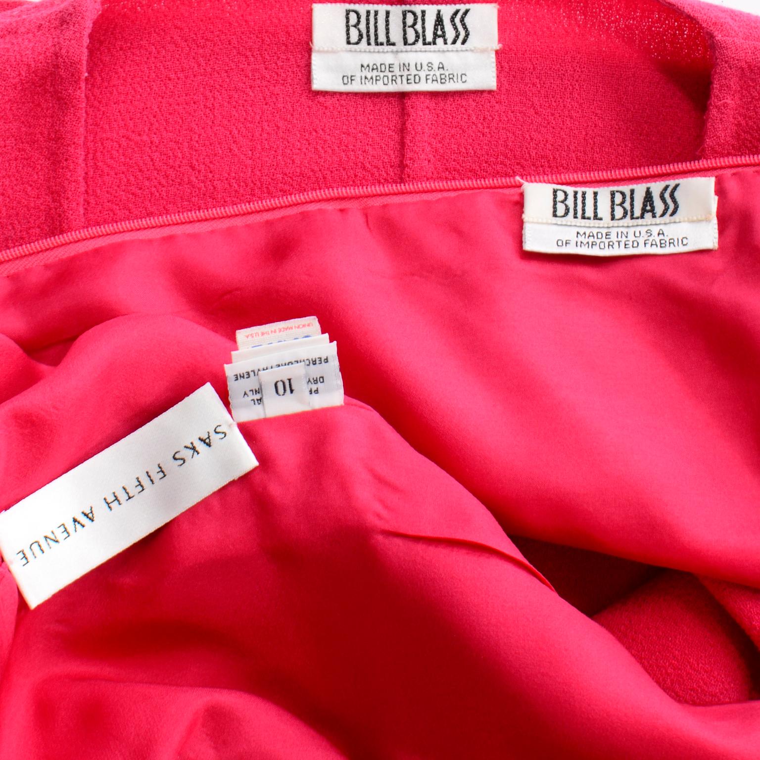 Bill Blass Vintage Erdbeerrotes und rosafarbenes Kleid und besticktes Mantel-Anzug-Outfit im Angebot 8