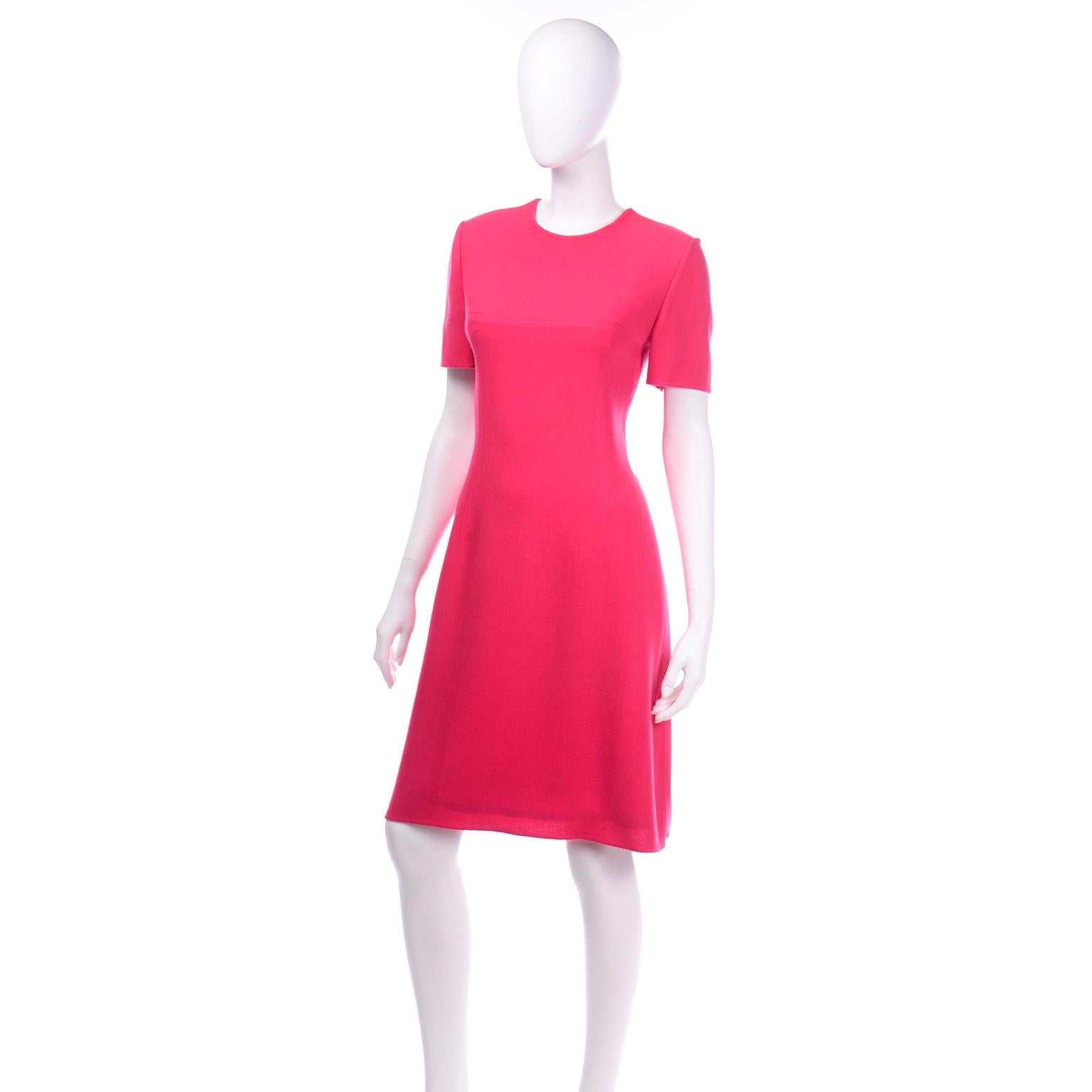 Bill Blass Vintage Erdbeerrotes und rosafarbenes Kleid und besticktes Mantel-Anzug-Outfit im Angebot 4
