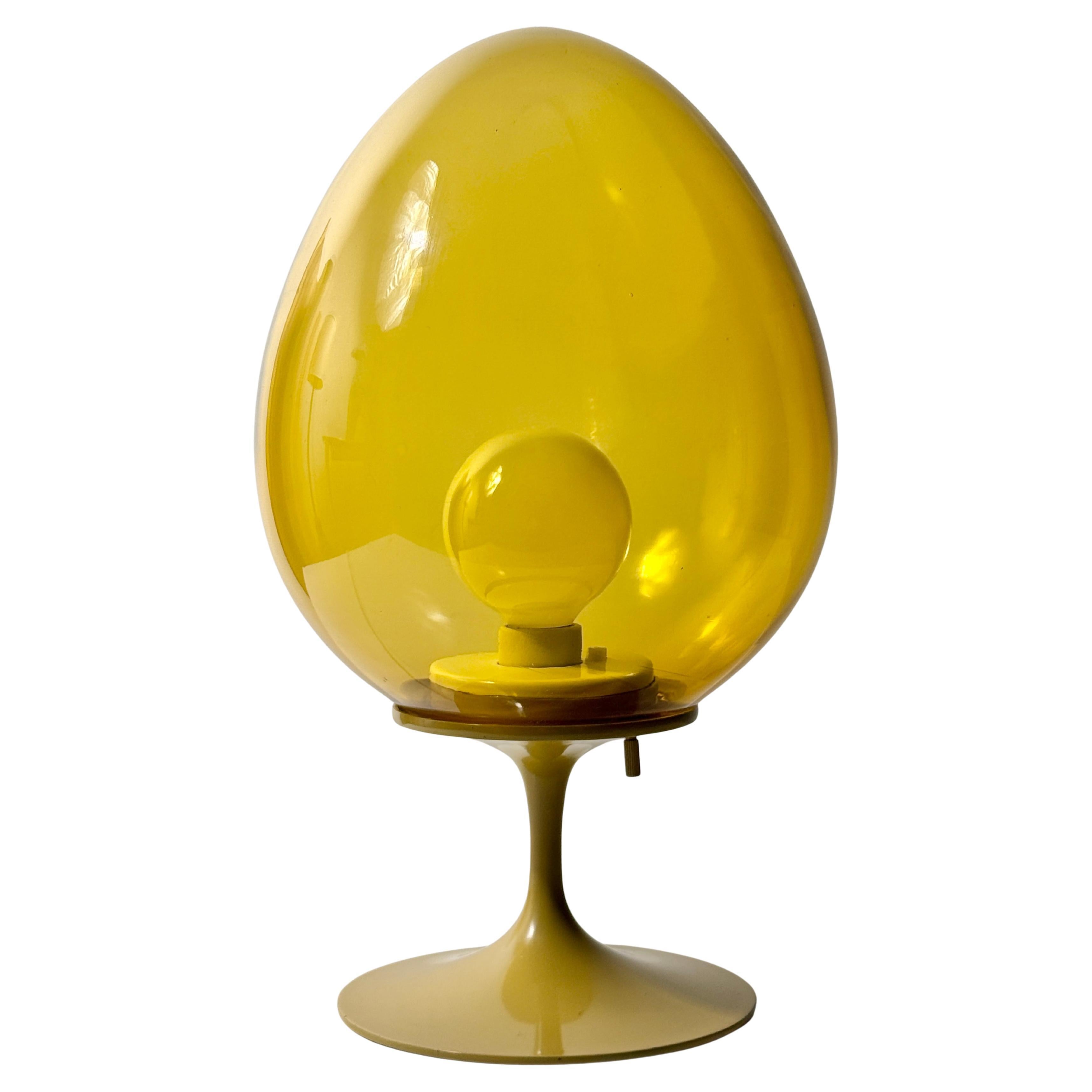 Vintage Bill Curry Lámpara de tulipán de stemlite con globo de cristal ámbar Design Line Años 70 en venta