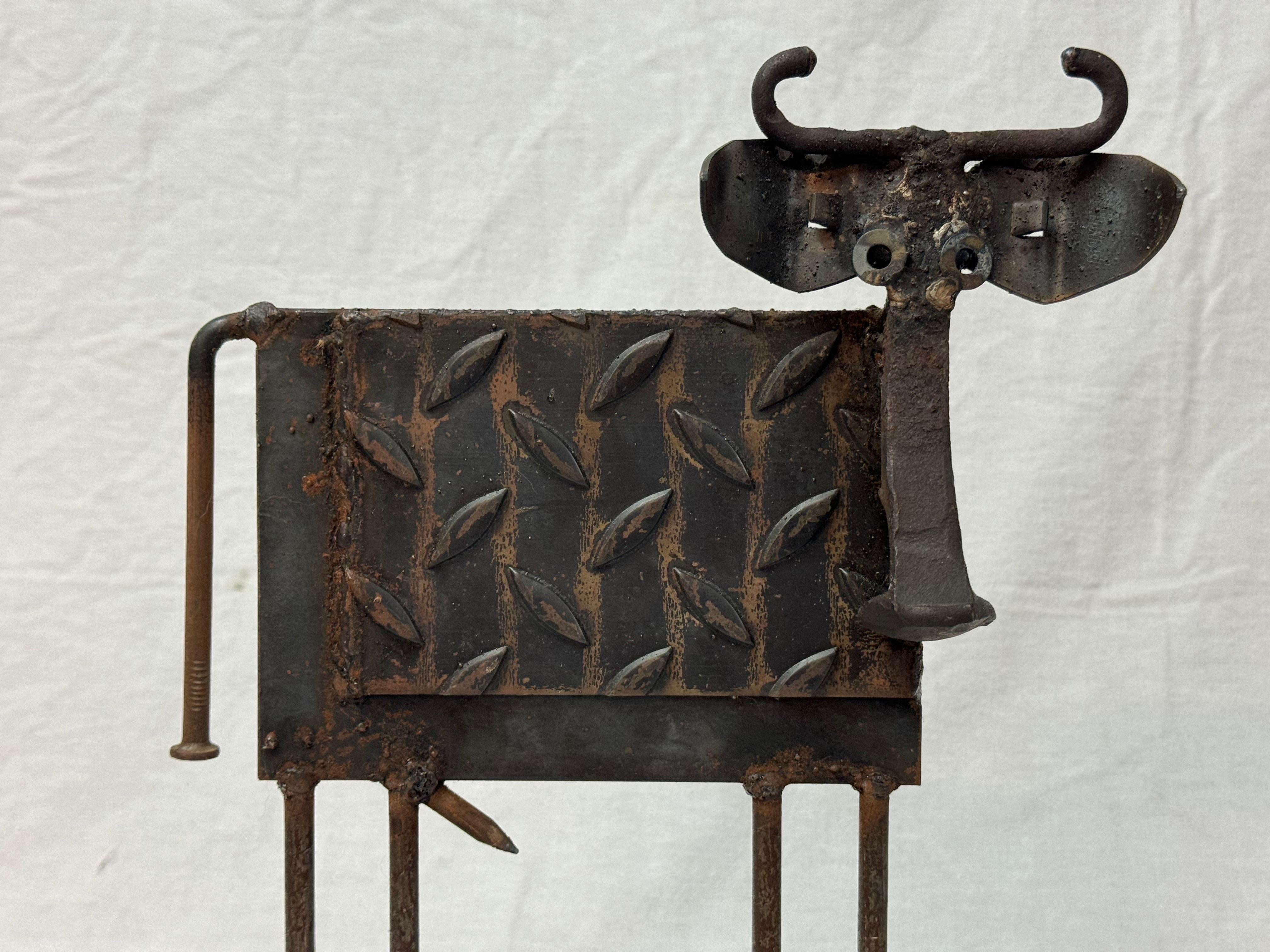 American Vintage Bill Heise Steel Cow Sculpture For Sale