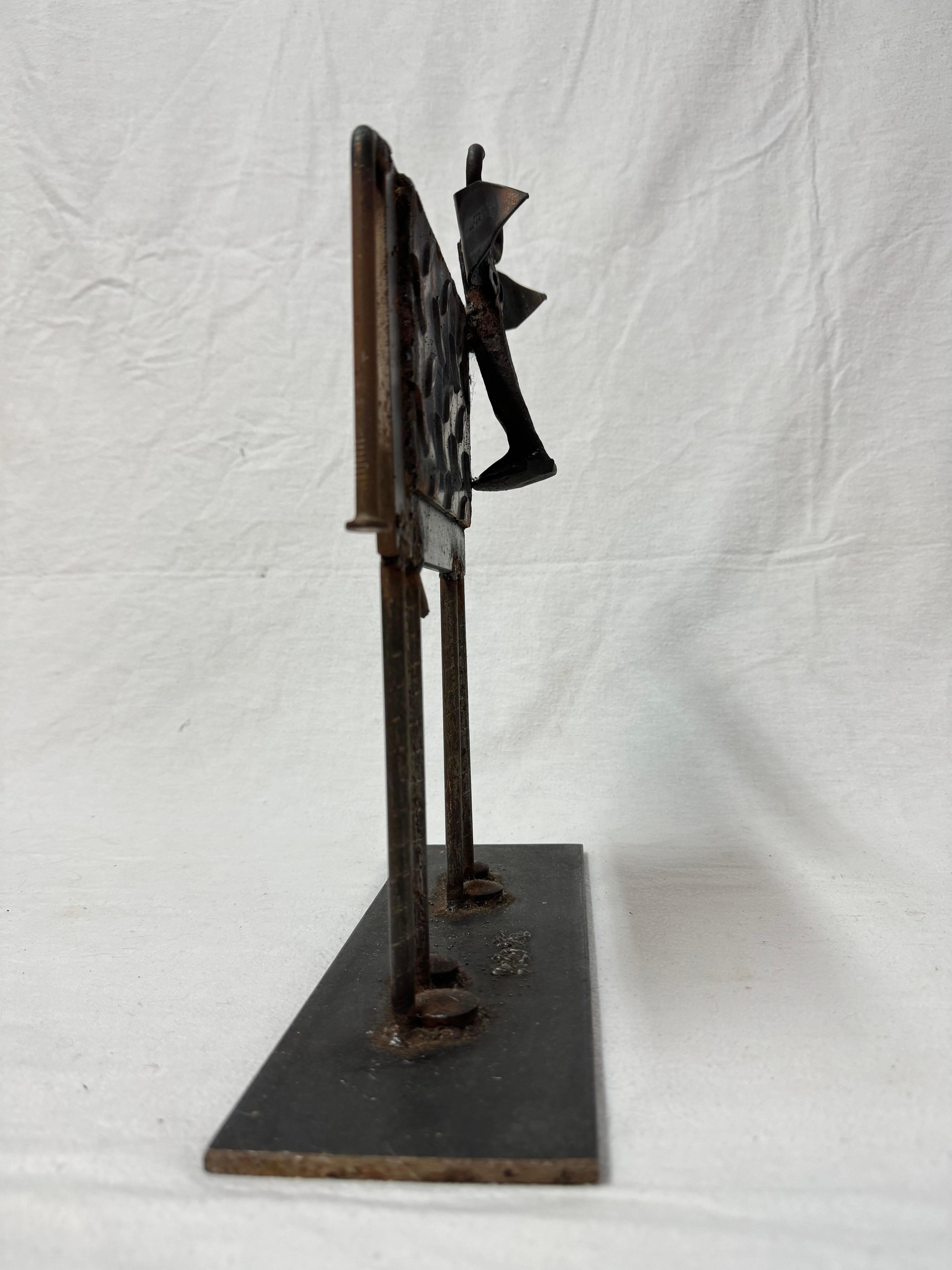 Vintage Bill Heise Steel Cow Sculpture In Good Condition For Sale In Redding, CT