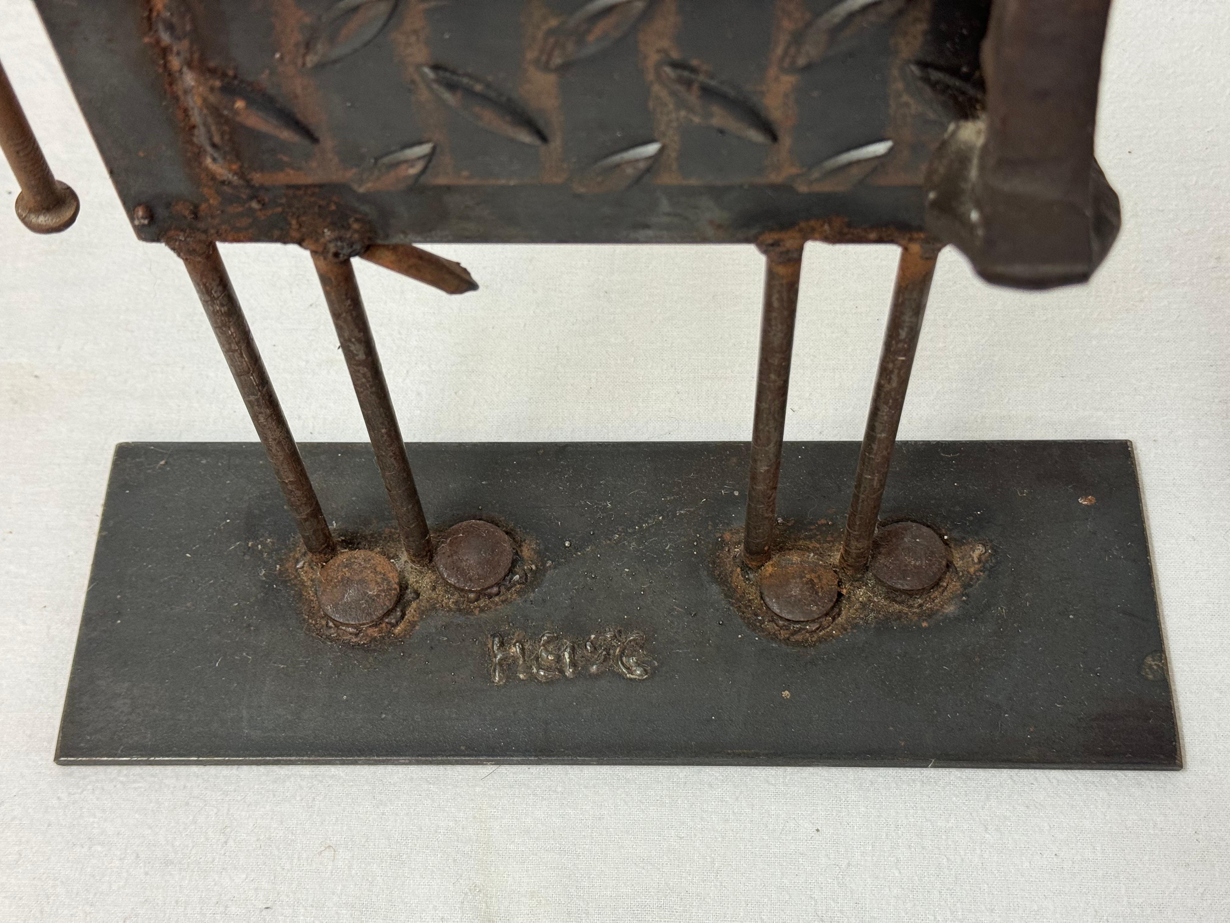 Metal Vintage Bill Heise Steel Cow Sculpture For Sale