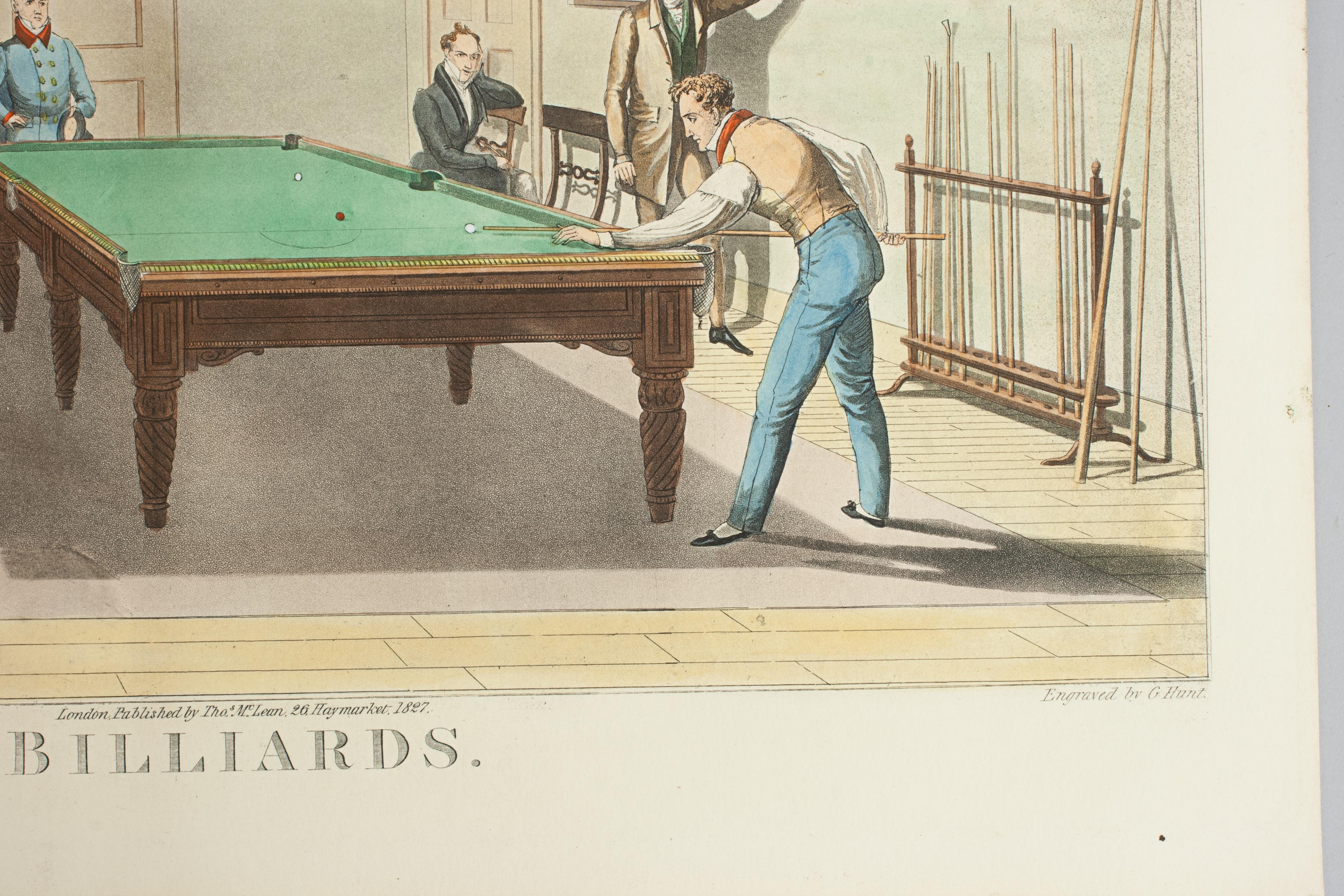 Vintage Billiards Engraving, E.F Lambert For Sale 3