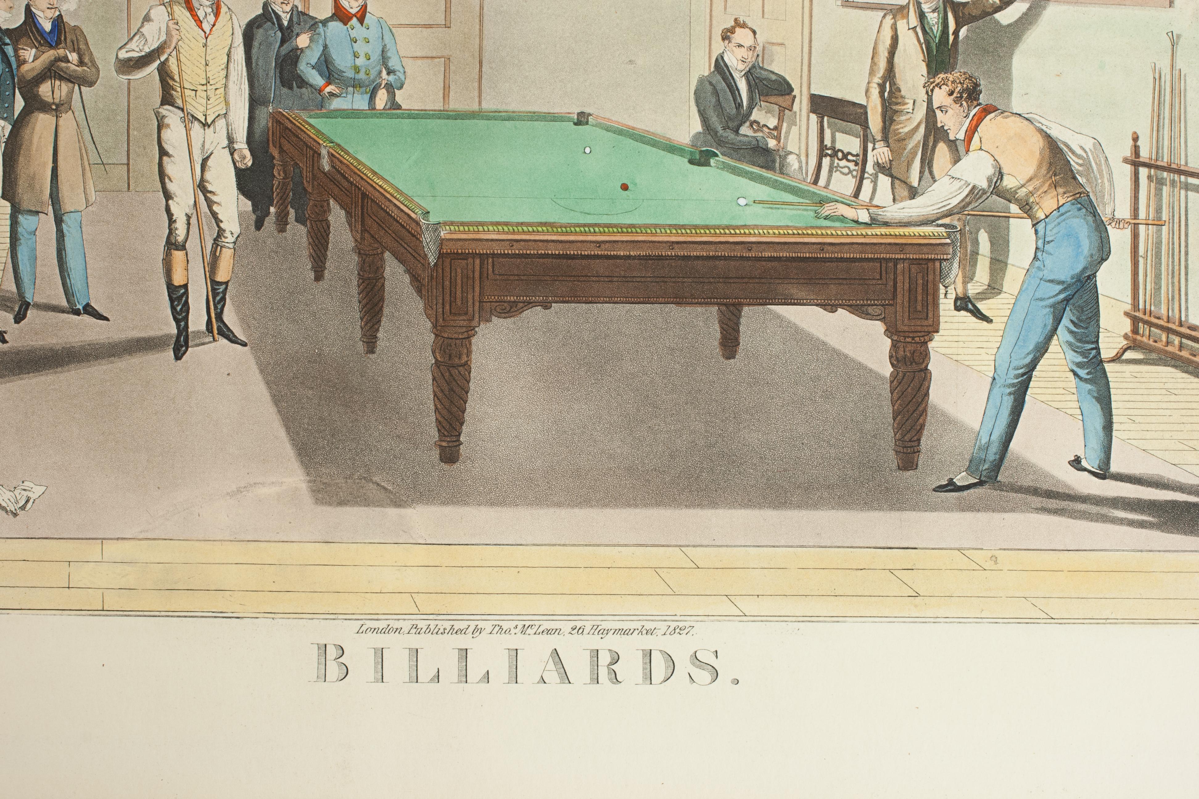 Vintage Billiards Engraving, E.F Lambert For Sale 4