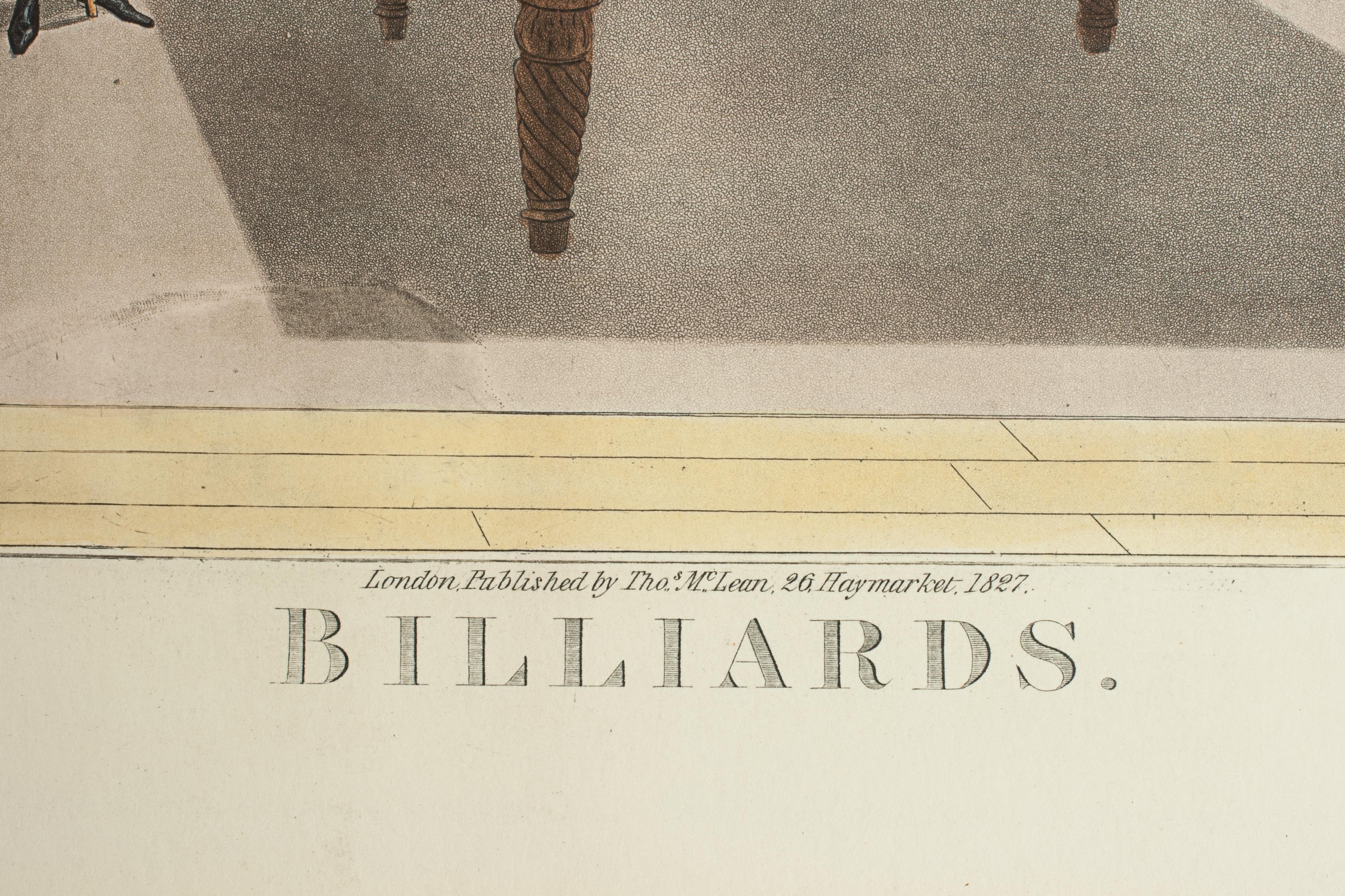 Vintage Billiards Engraving, E.F Lambert In Good Condition For Sale In Oxfordshire, GB