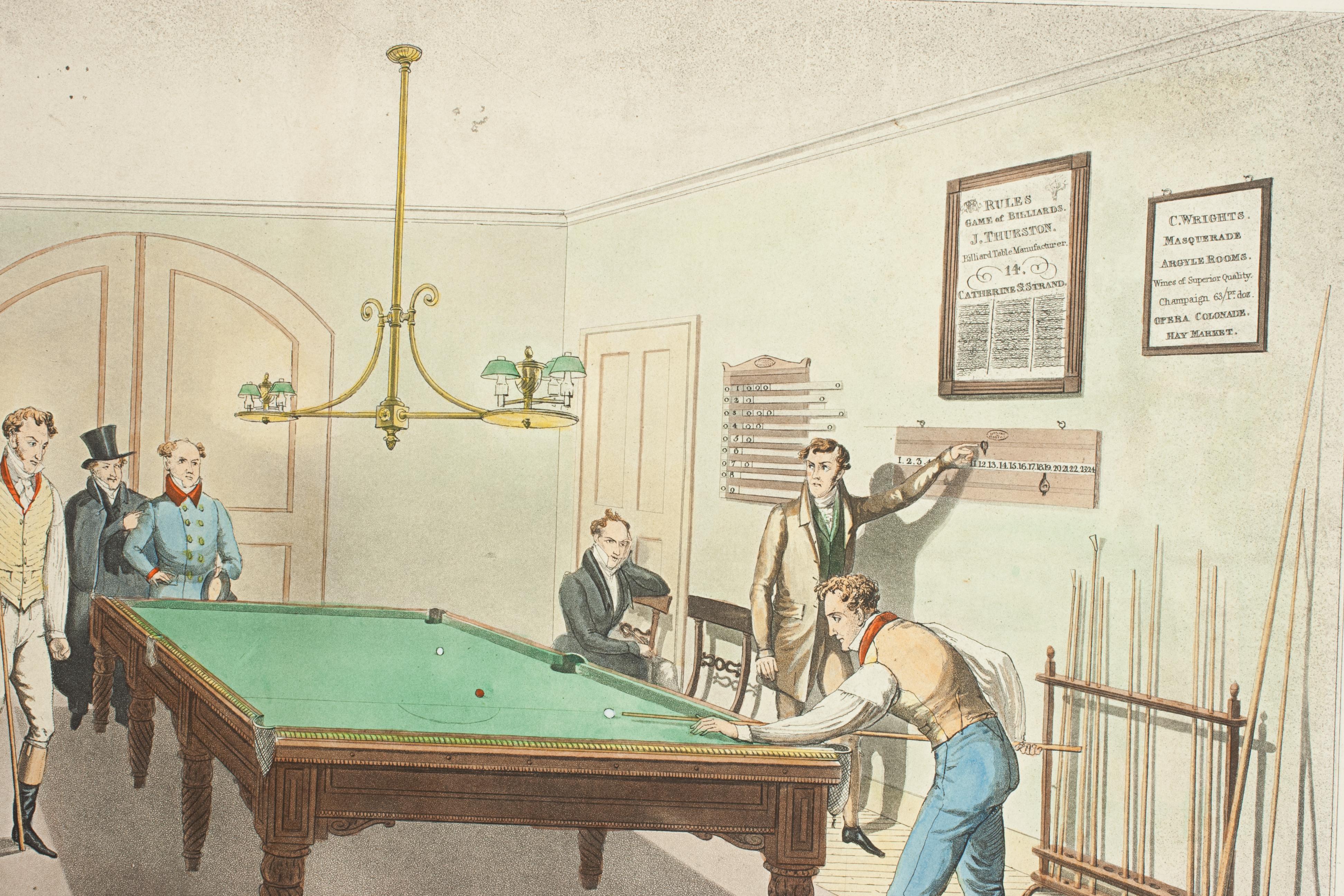 Vintage Billiards Engraving, E.F Lambert For Sale 1
