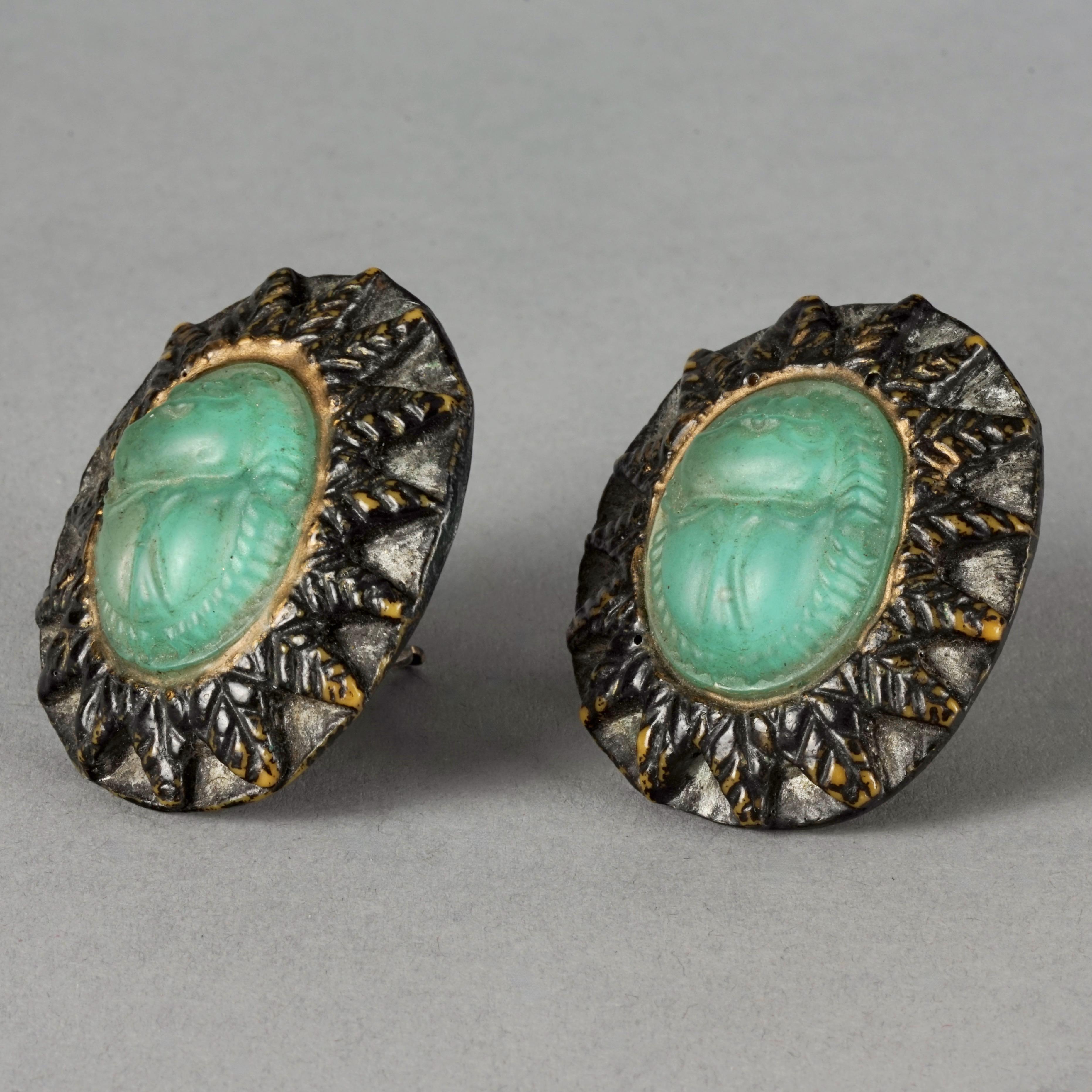Vintage BILLY BOY SURREAL Bijoux Egyptian Revival Scarab Earrings For Sale 1