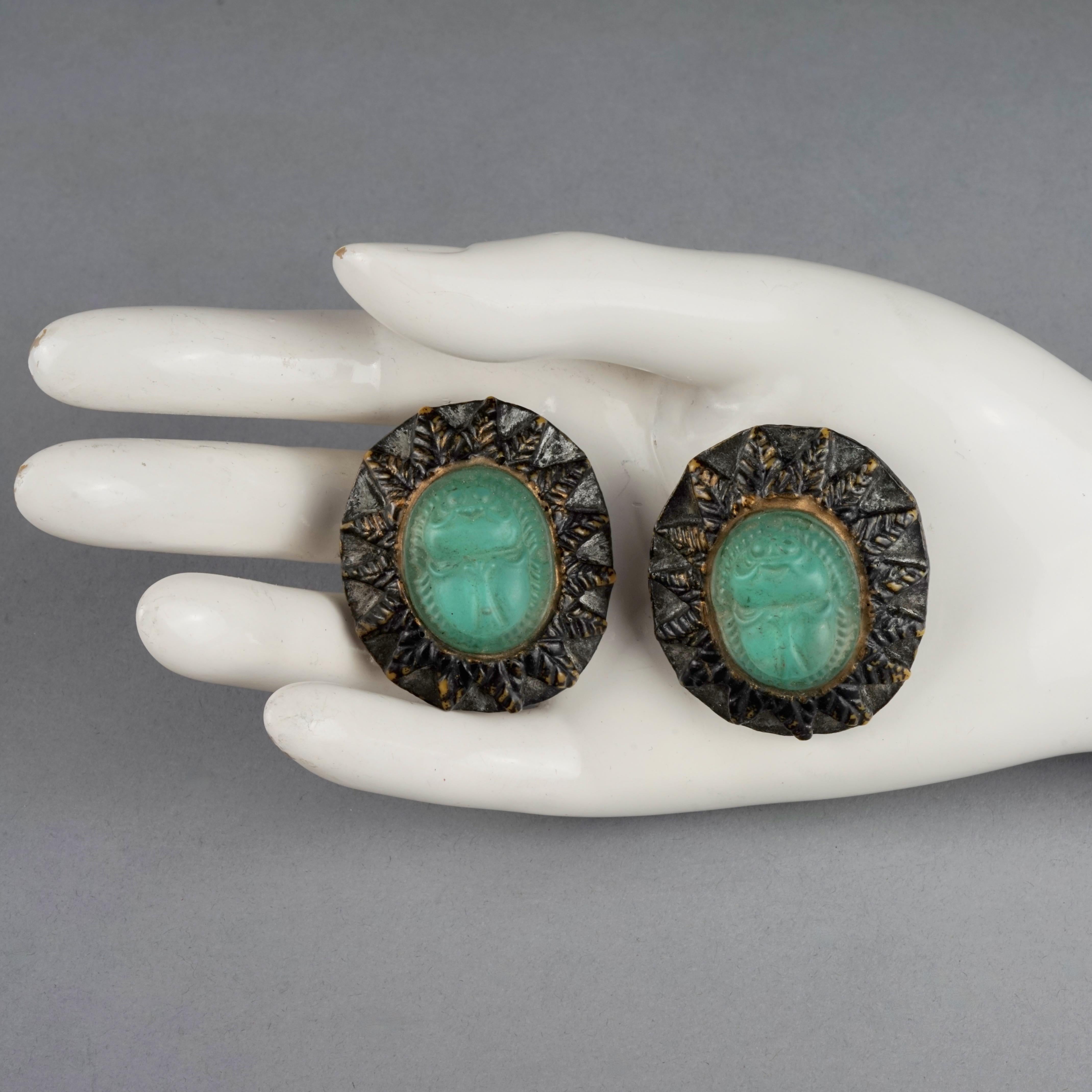 Vintage BILLY BOY SURREAL Bijoux Egyptian Revival Scarab Earrings For Sale 2