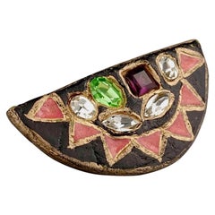 Vintage BILLY BOY SURREAL Bijoux Half Moon Geometric Jeweled Brooch