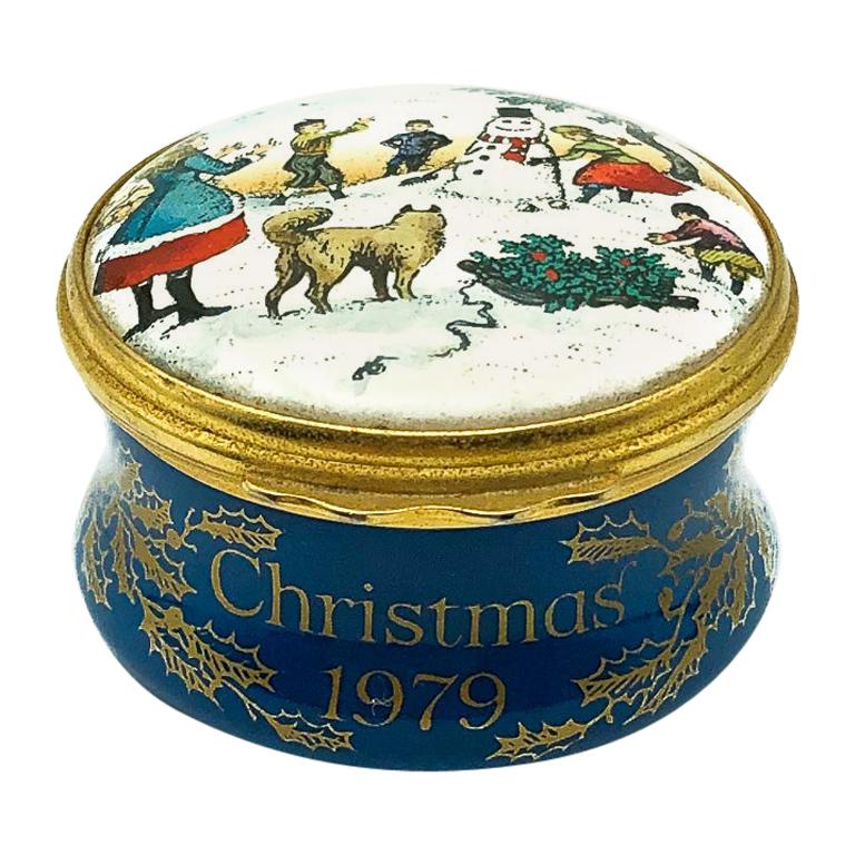 Vintage Bilston & Battersea Enamel Christmas Box 1979
