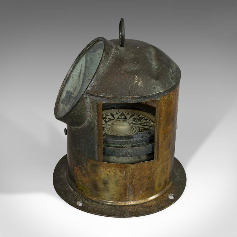 Vintage Binnacle Compass, English, Brass, Maritime, Navigation ...