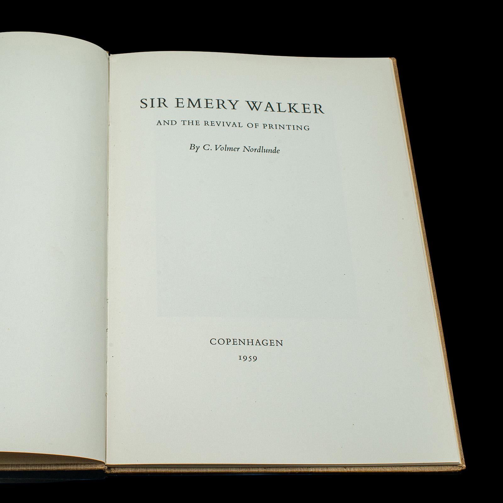 Mid-Century Modern Vintage Biography, Sir Emery Walker, Danish, Limited Edition, English Language For Sale