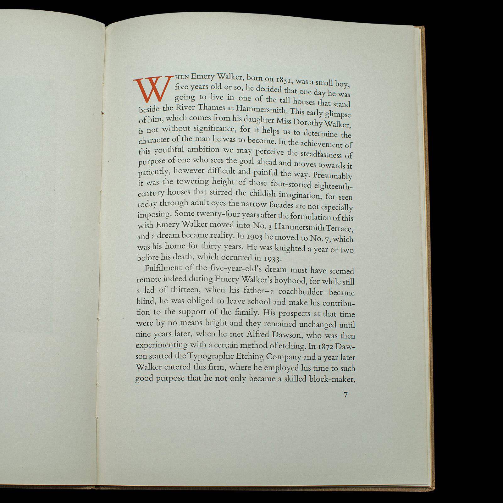 Biographie de Sir Emery Walker, danoise, édition limitée, langue anglaise Bon état - En vente à Hele, Devon, GB