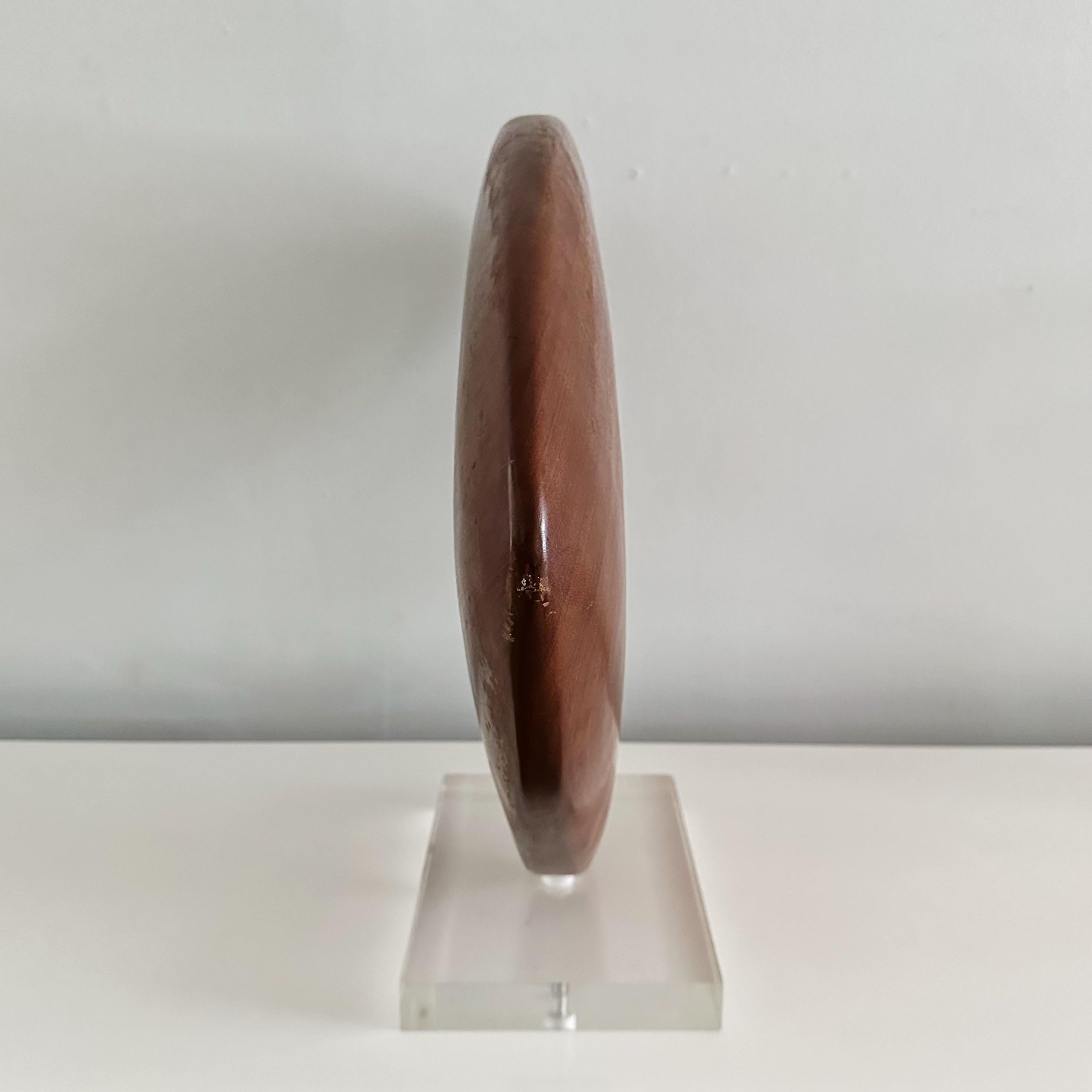 Hand-Carved Vintage Biomorphic Abstract Wood Sculpture on Lucite Base For Sale